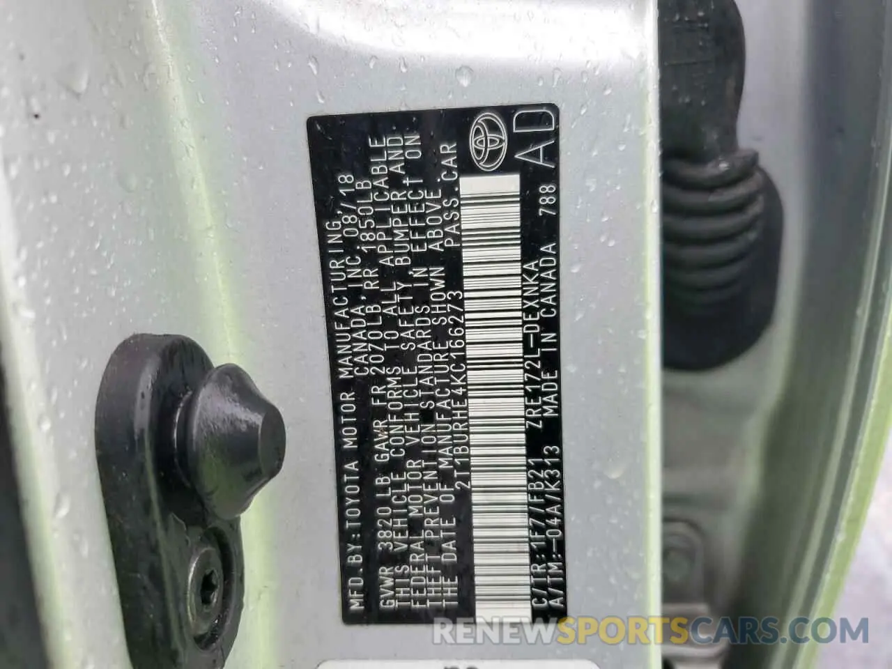 14 Photograph of a damaged car 2T1BURHE4KC166273 TOYOTA COROLLA 2019