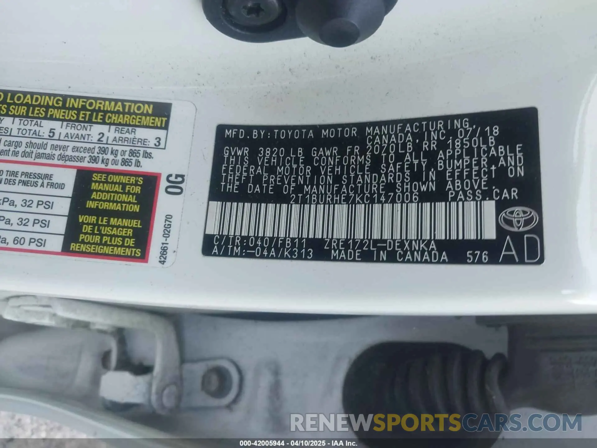 9 Photograph of a damaged car 2T1BURHE7KC147006 TOYOTA COROLLA 2019