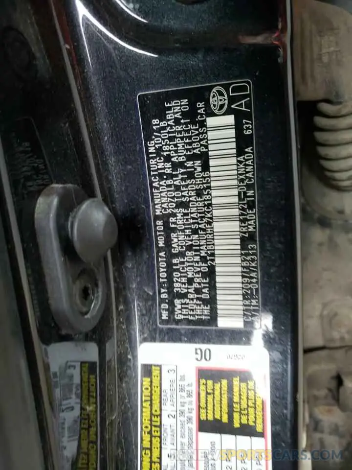 15 Photograph of a damaged car 2T1BURHE7KC185156 TOYOTA COROLLA 2019