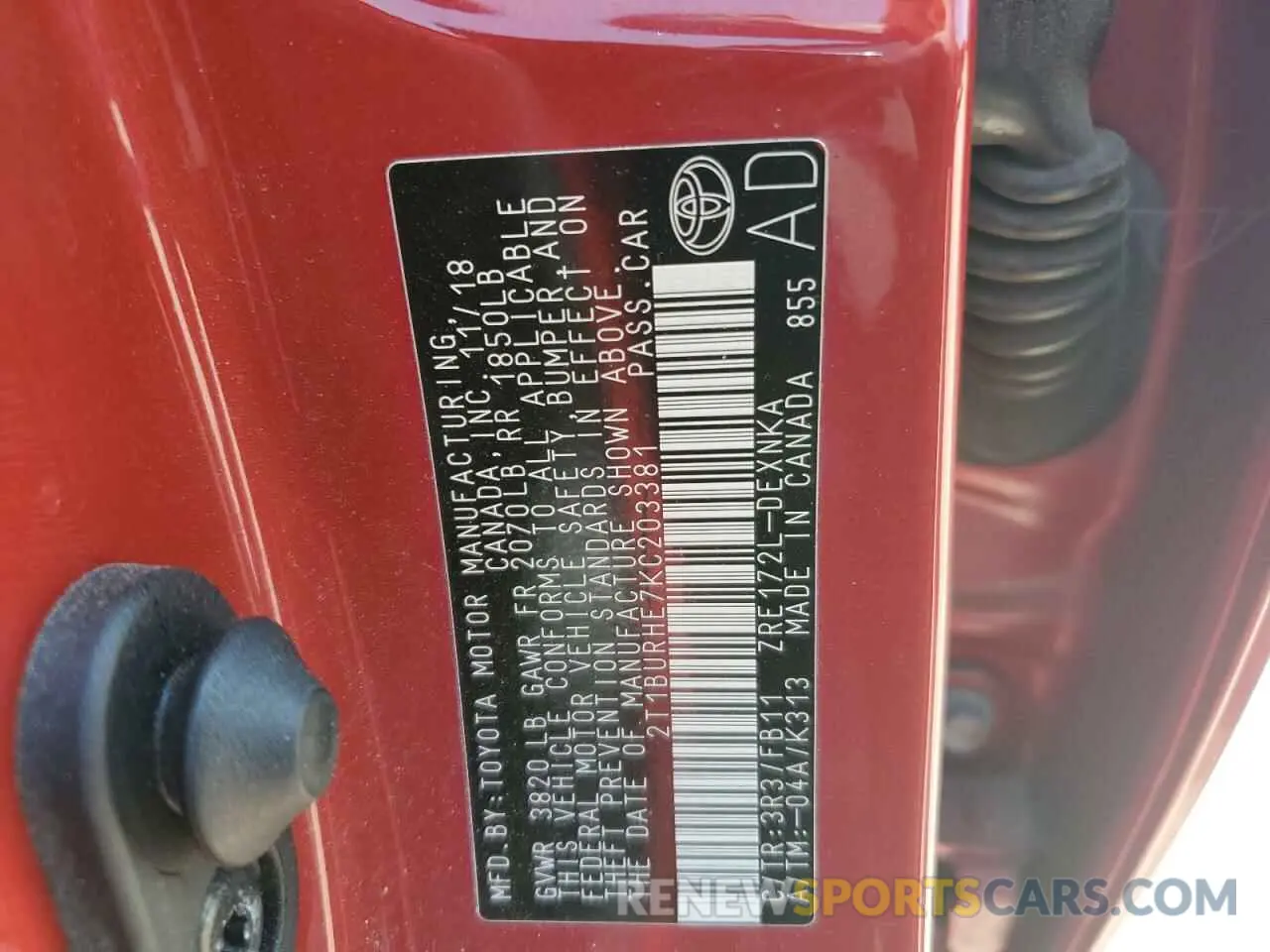 15 Photograph of a damaged car 2T1BURHE7KC203381 TOYOTA COROLLA 2019