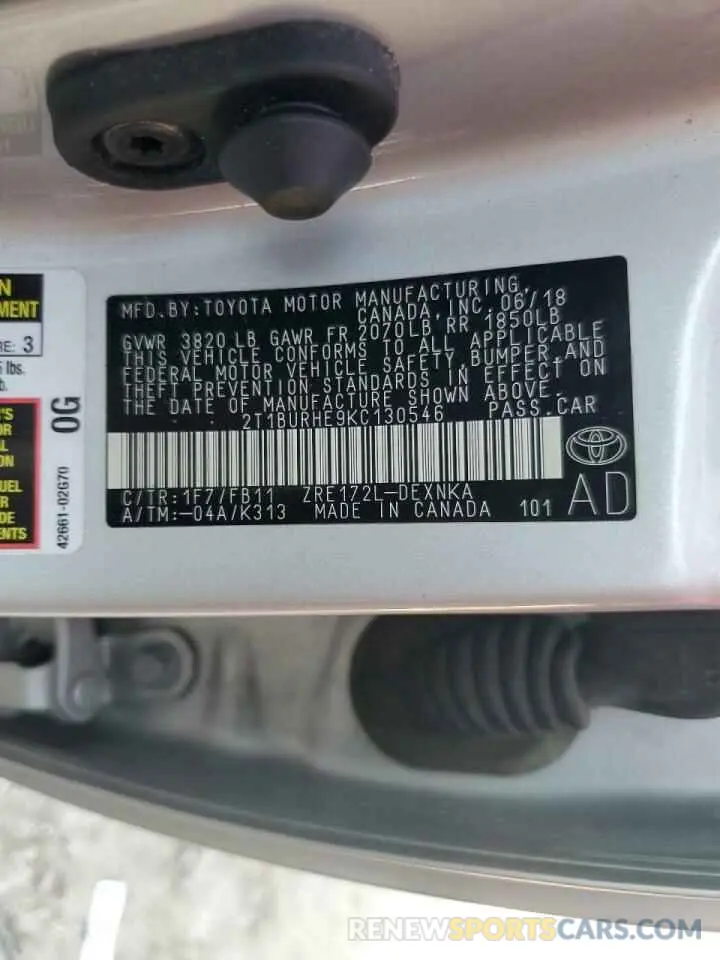 13 Photograph of a damaged car 2T1BURHE9KC130546 TOYOTA COROLLA 2019