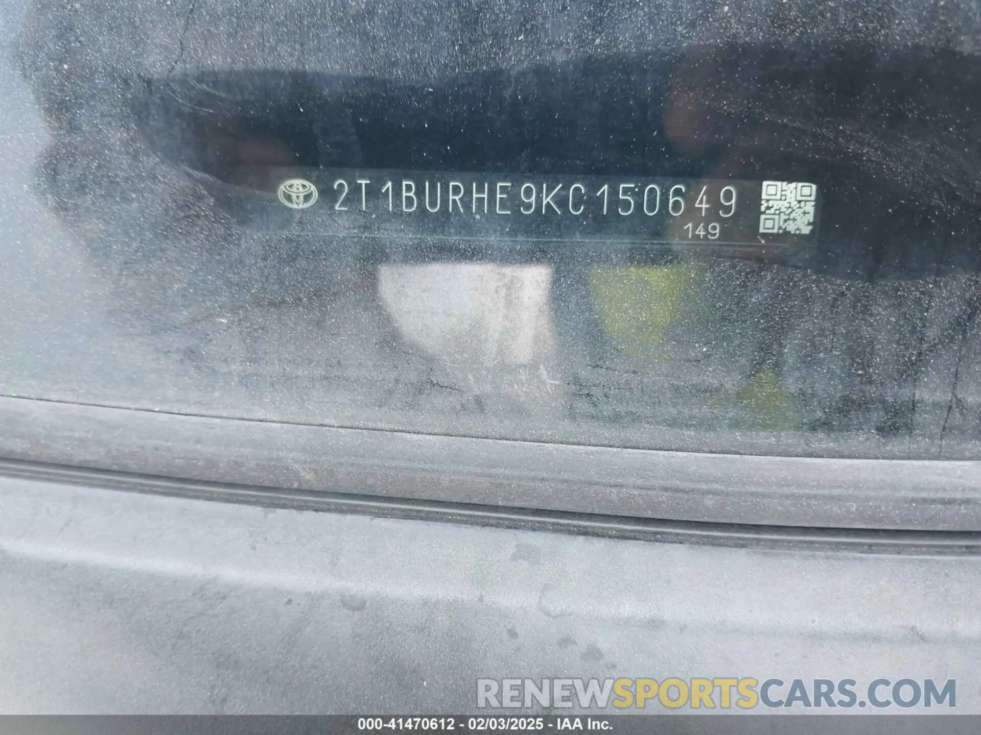 9 Photograph of a damaged car 2T1BURHE9KC150649 TOYOTA COROLLA 2019
