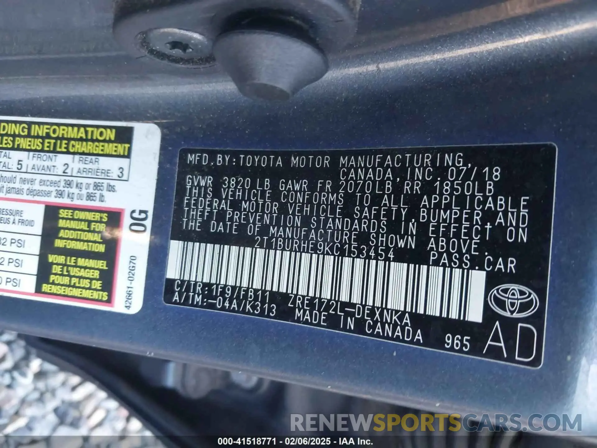 9 Photograph of a damaged car 2T1BURHE9KC153454 TOYOTA COROLLA 2019