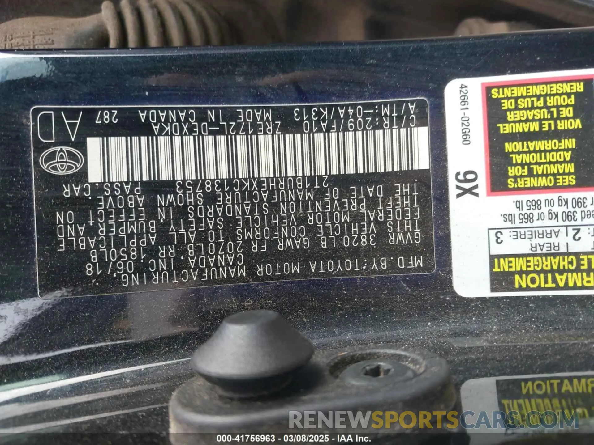 9 Photograph of a damaged car 2T1BURHEXKC138753 TOYOTA COROLLA 2019
