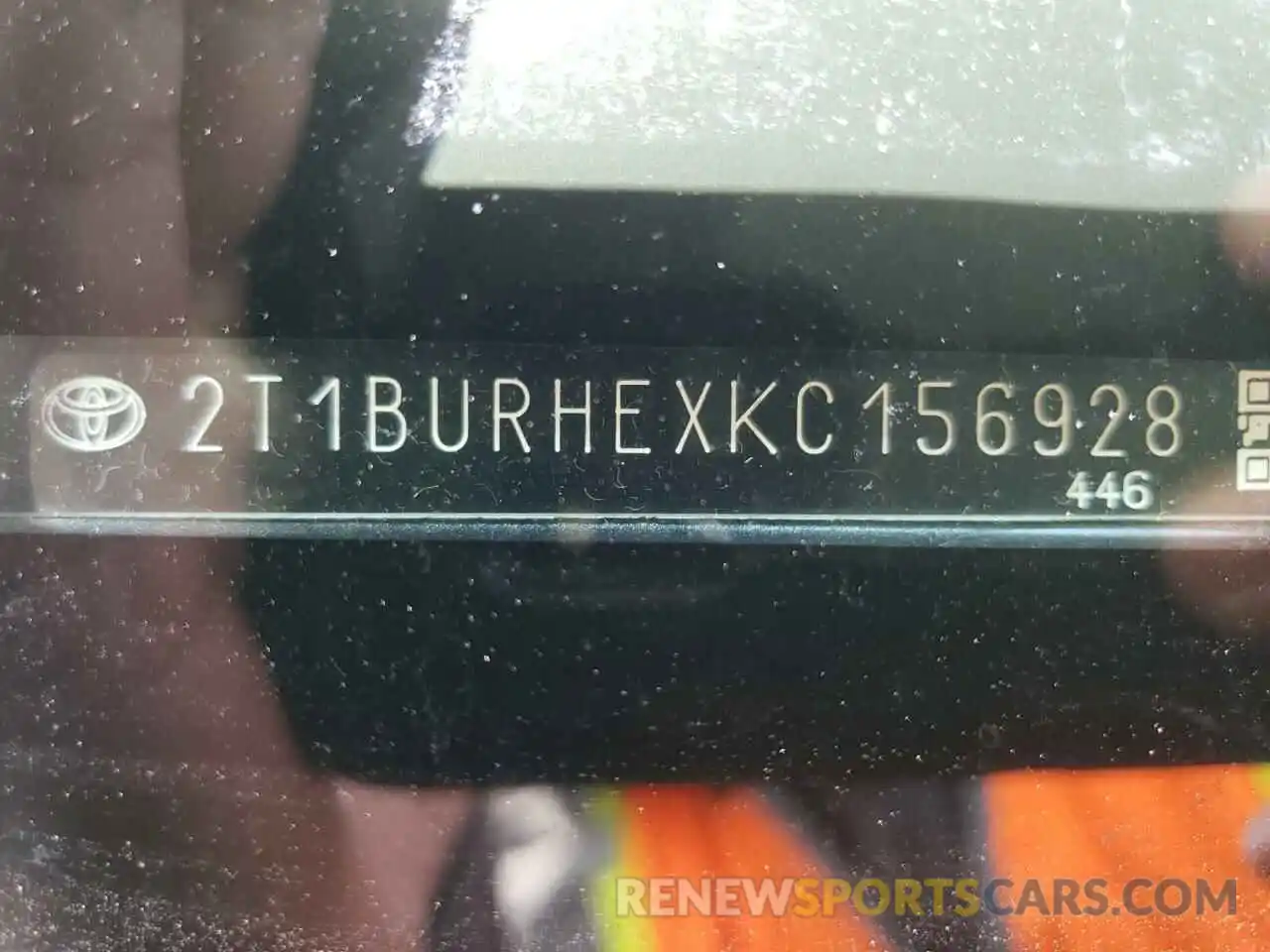 10 Photograph of a damaged car 2T1BURHEXKC156928 TOYOTA COROLLA 2019