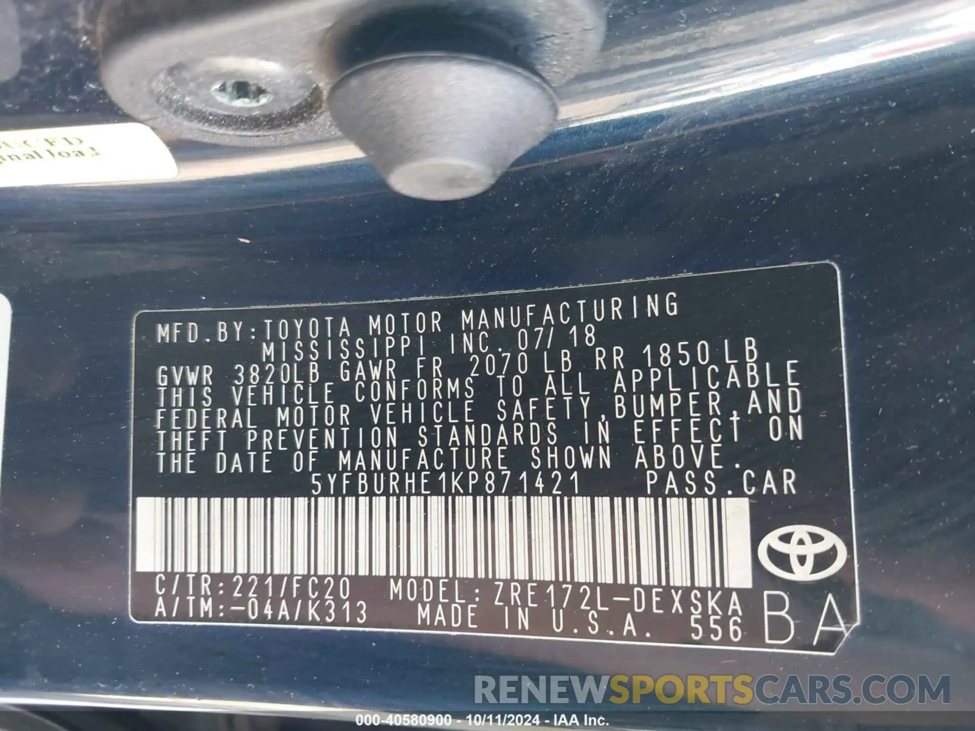 9 Photograph of a damaged car 5YFBURHE1KP871421 TOYOTA COROLLA 2019