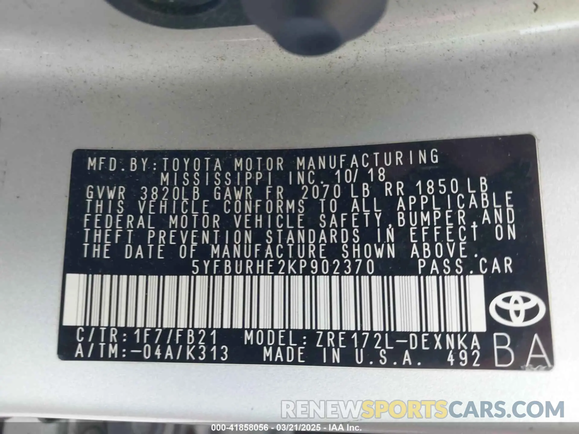 9 Photograph of a damaged car 5YFBURHE2KP902370 TOYOTA COROLLA 2019
