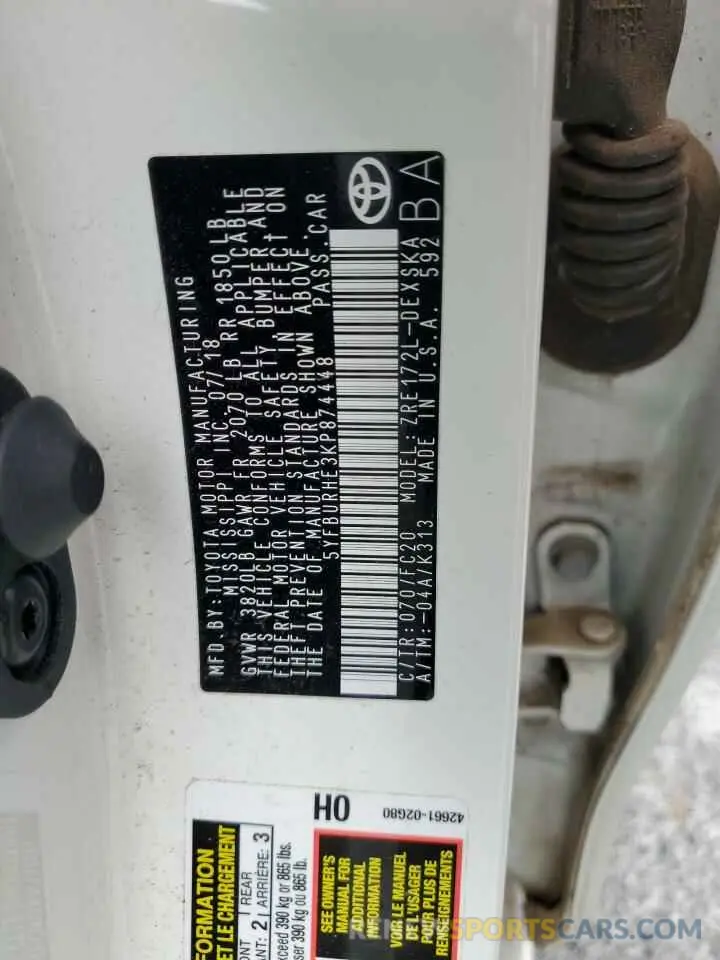 13 Photograph of a damaged car 5YFBURHE3KP874448 TOYOTA COROLLA 2019