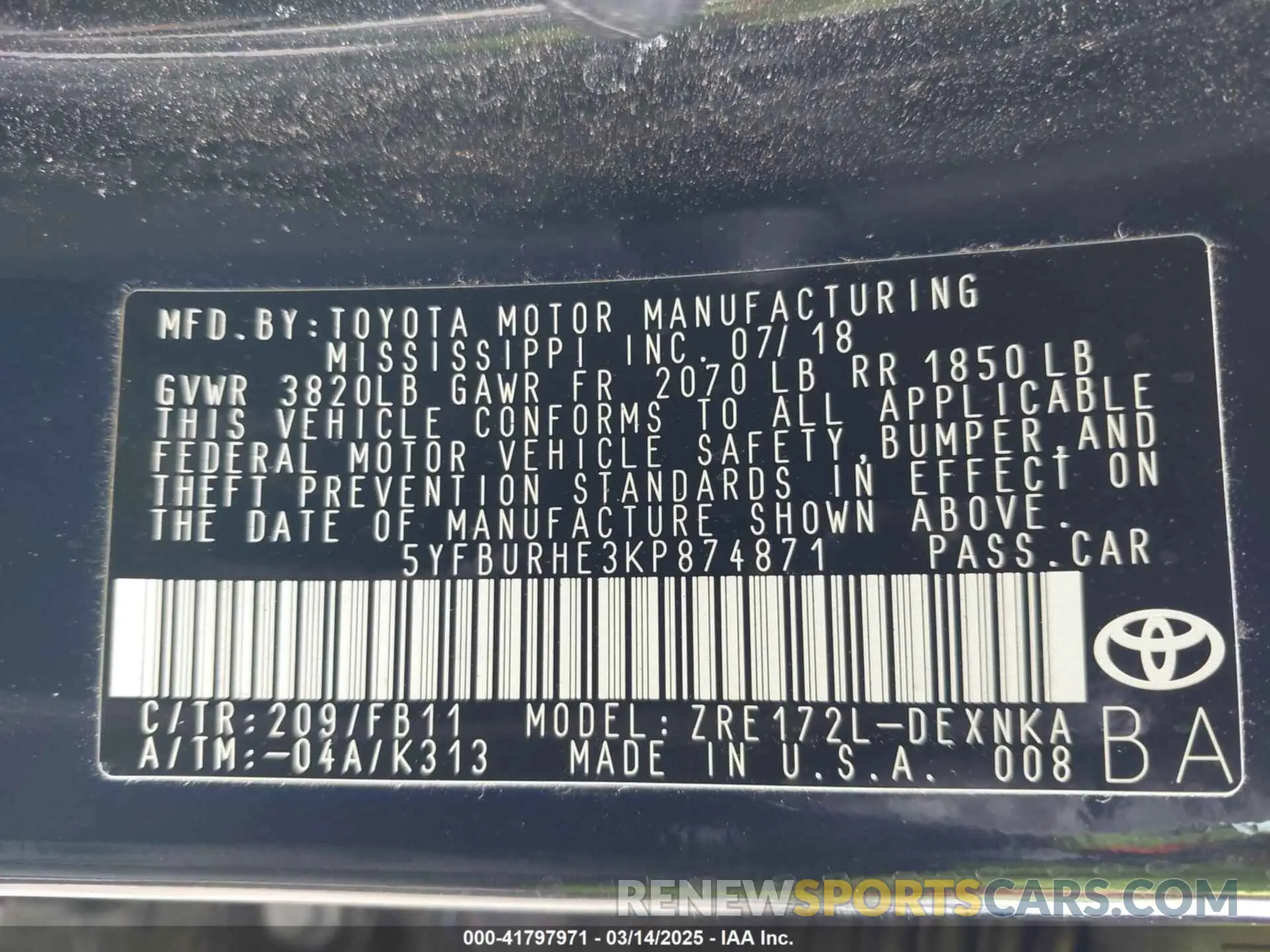9 Photograph of a damaged car 5YFBURHE3KP874871 TOYOTA COROLLA 2019