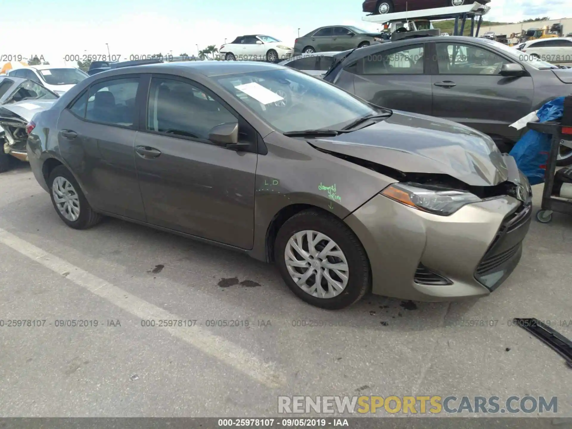 1 Photograph of a damaged car 5YFBURHE3KP881674 TOYOTA COROLLA 2019