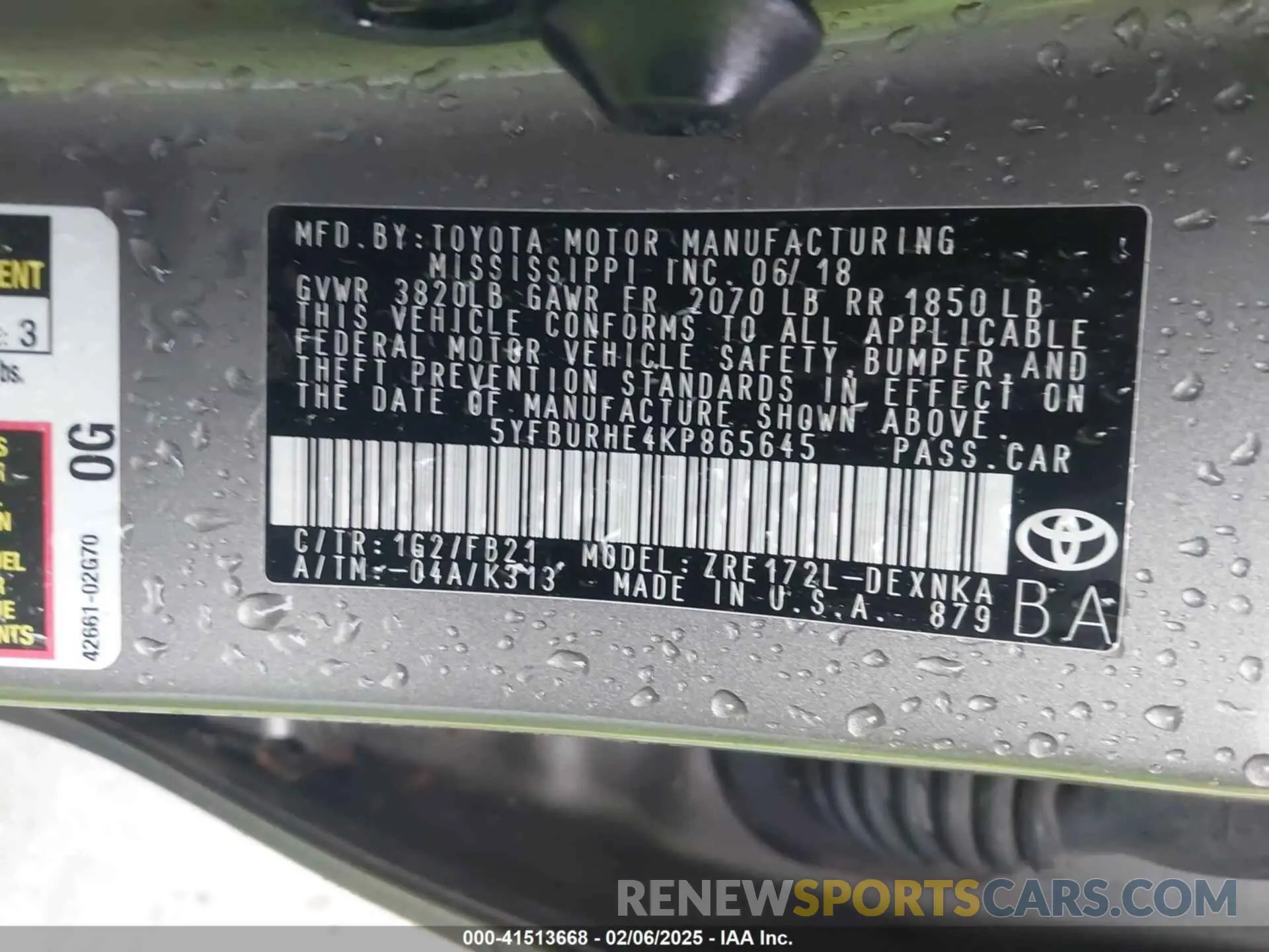 9 Photograph of a damaged car 5YFBURHE4KP865645 TOYOTA COROLLA 2019