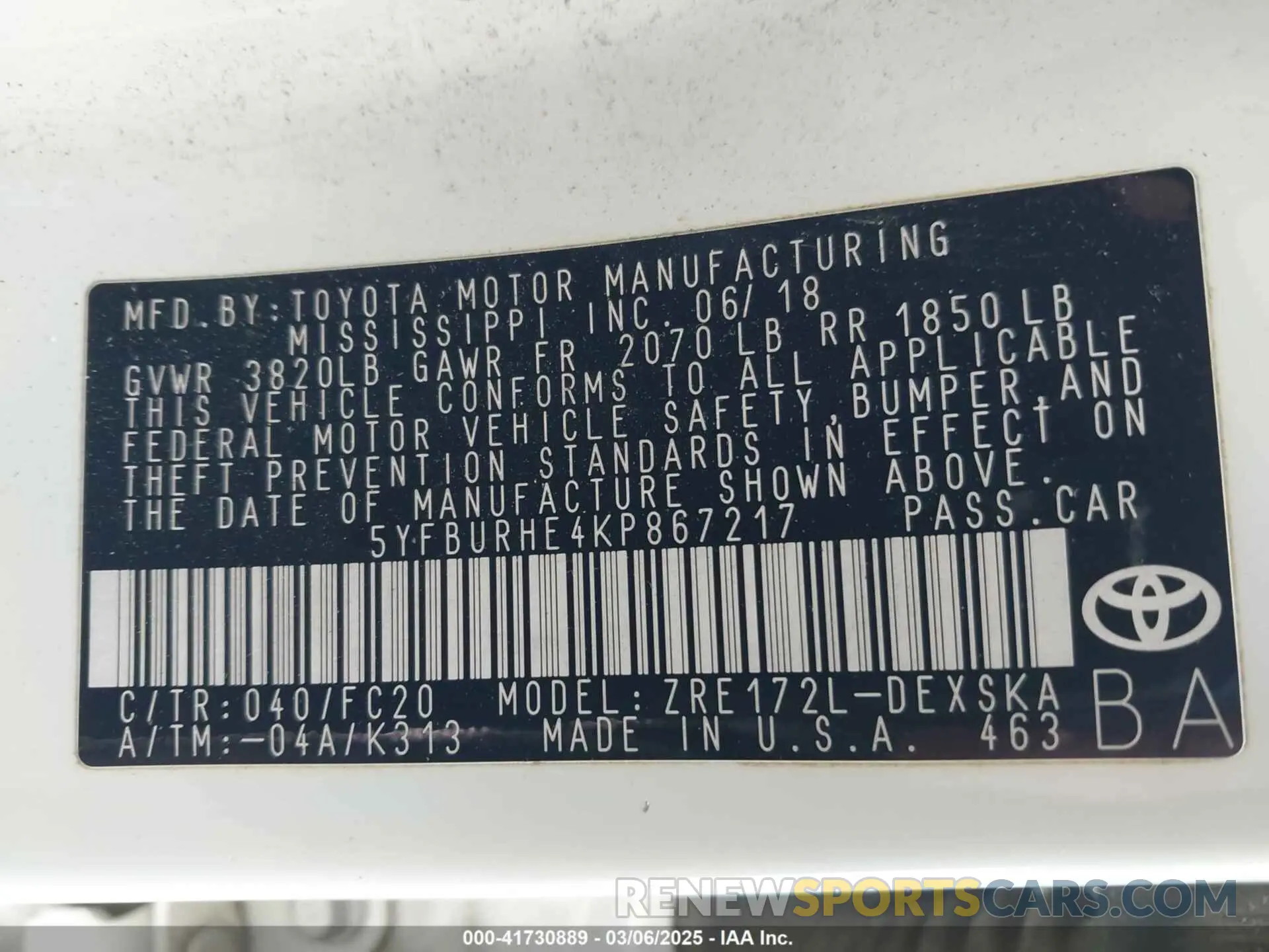 9 Photograph of a damaged car 5YFBURHE4KP867217 TOYOTA COROLLA 2019
