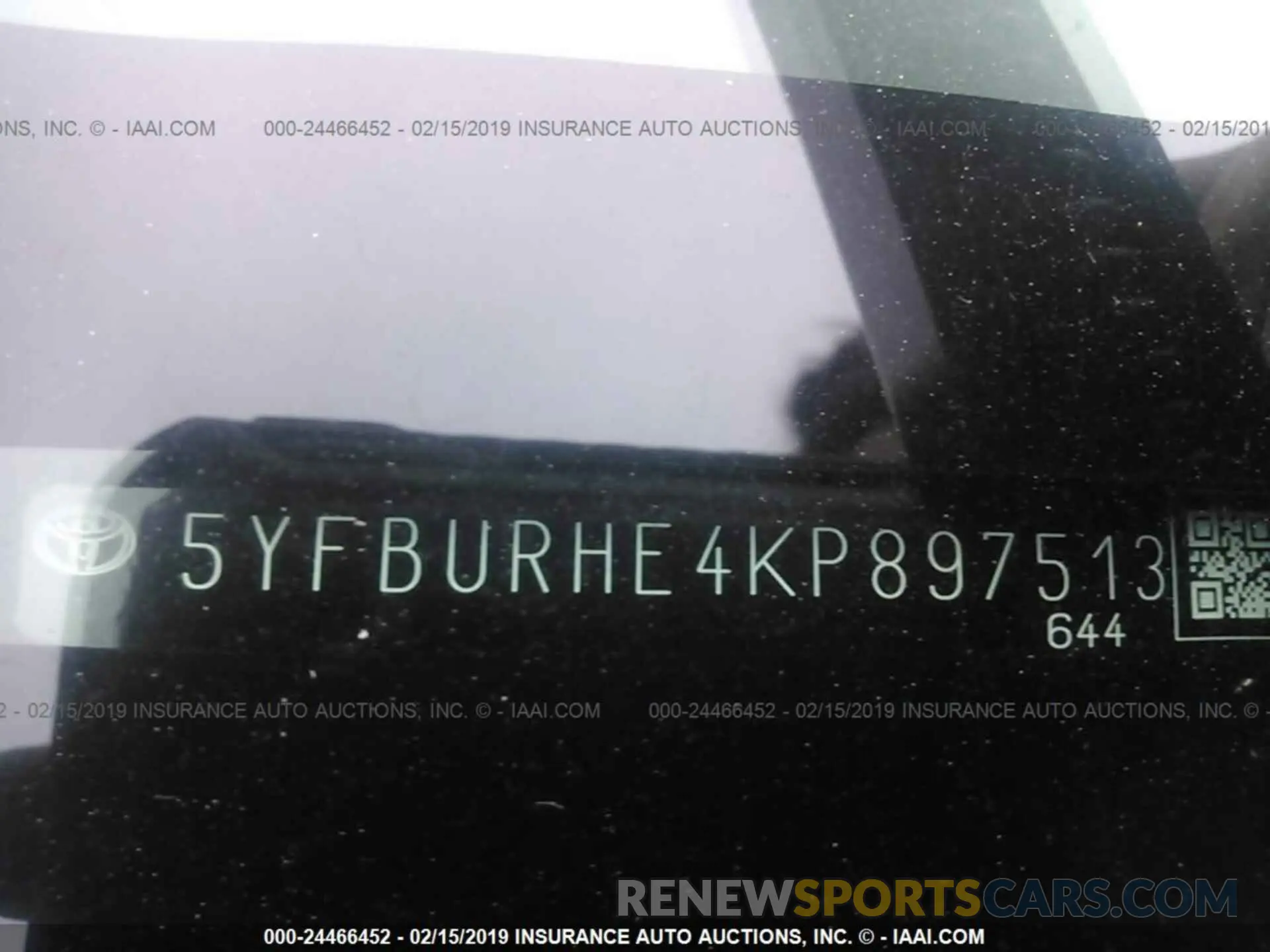 9 Photograph of a damaged car 5YFBURHE4KP897513 TOYOTA COROLLA 2019