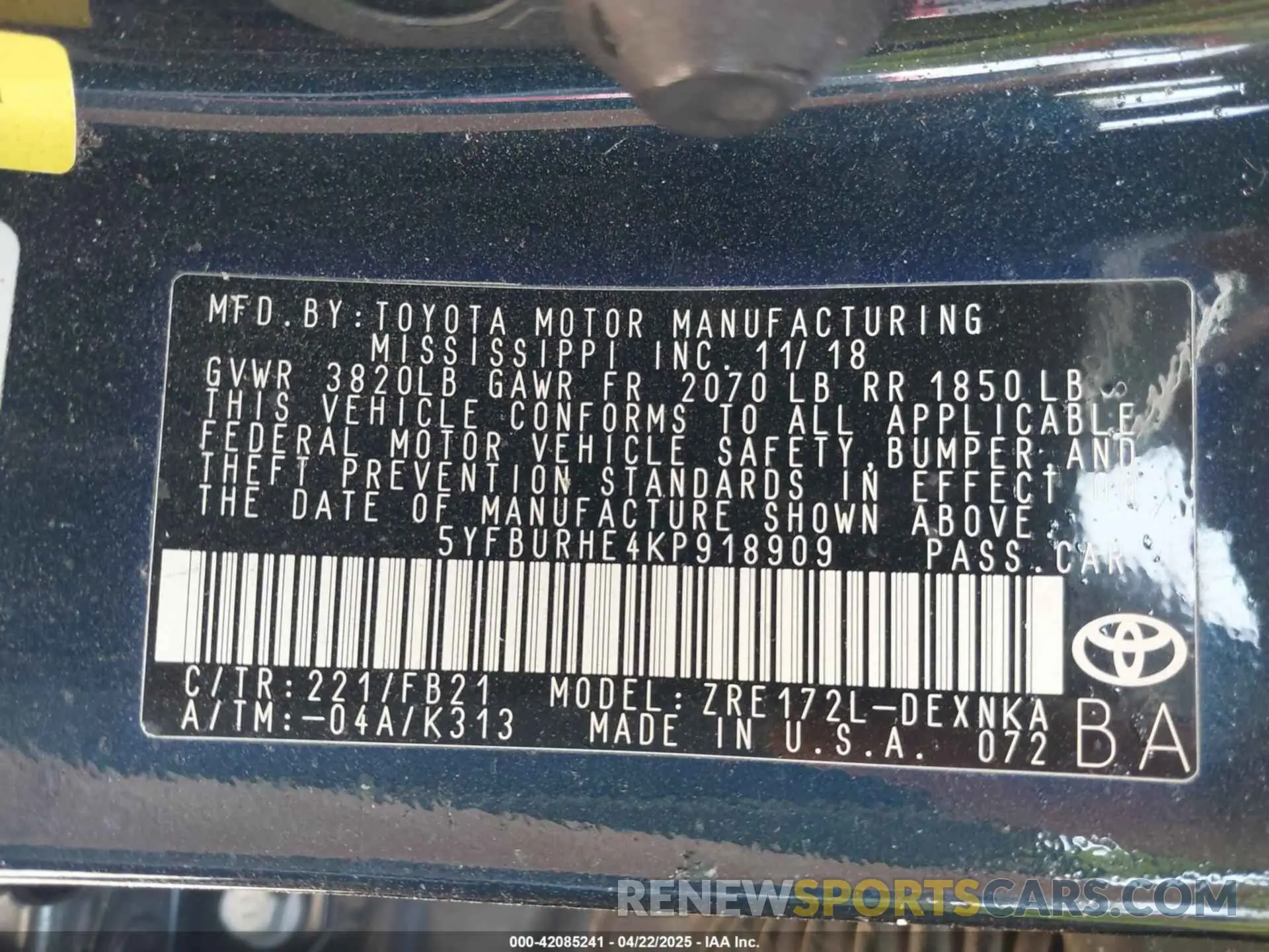 9 Photograph of a damaged car 5YFBURHE4KP918909 TOYOTA COROLLA 2019