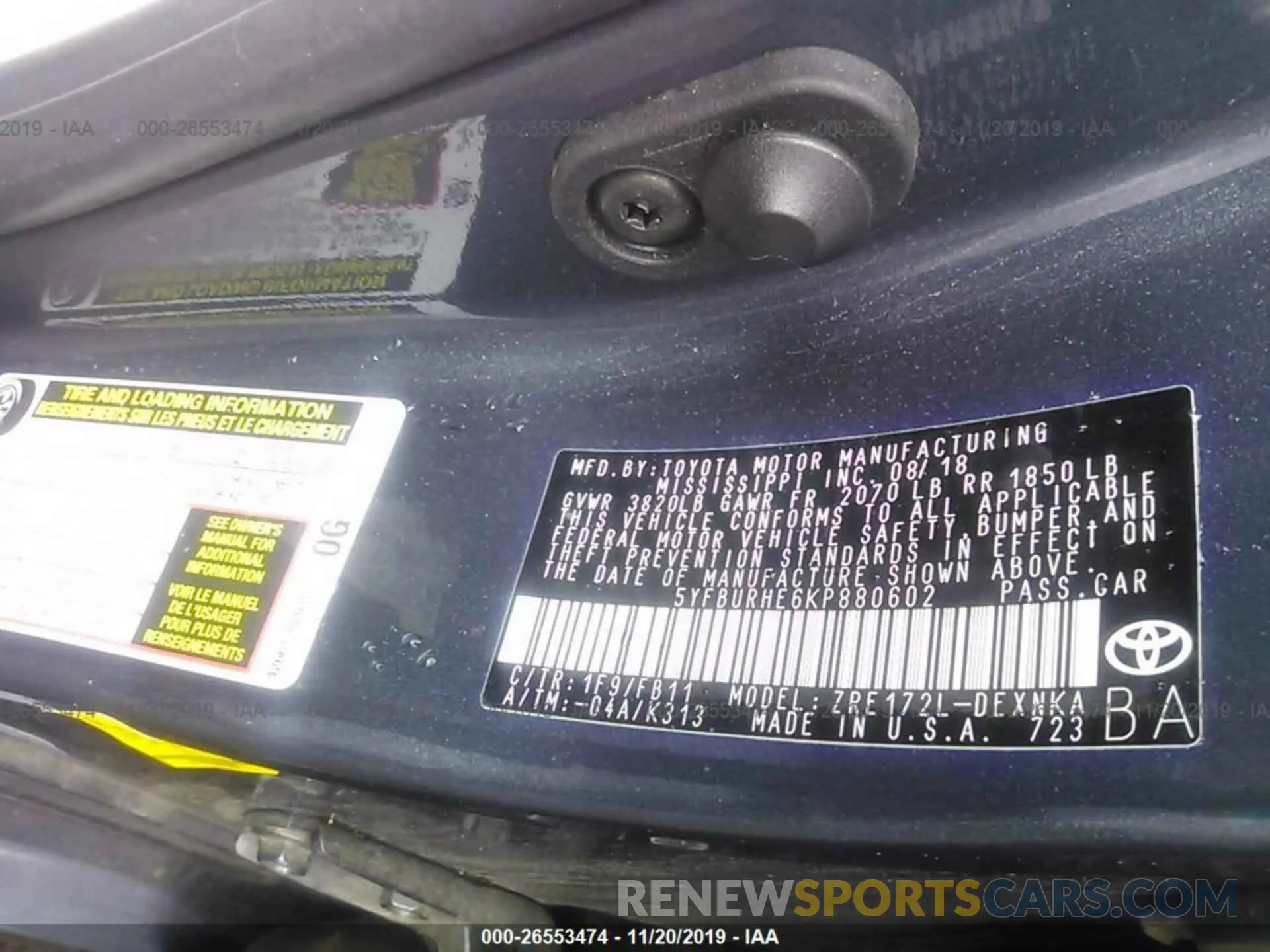 9 Photograph of a damaged car 5YFBURHE6KP880602 TOYOTA COROLLA 2019
