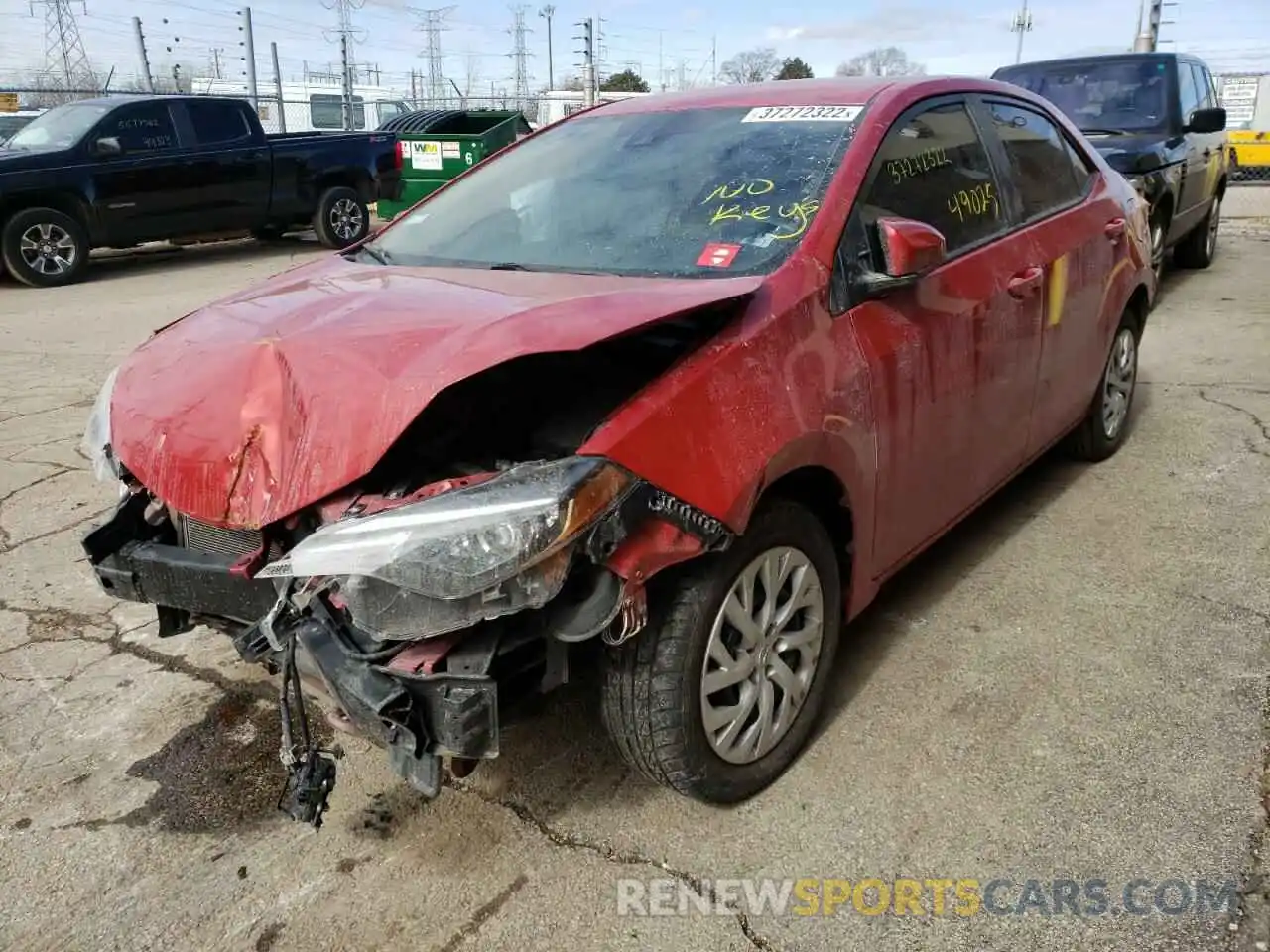 2 Photograph of a damaged car 5YFBURHE6KP940376 TOYOTA COROLLA 2019