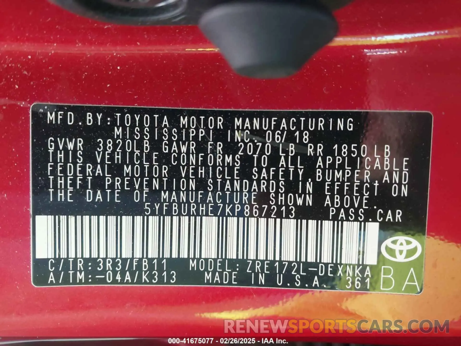 9 Photograph of a damaged car 5YFBURHE7KP867213 TOYOTA COROLLA 2019