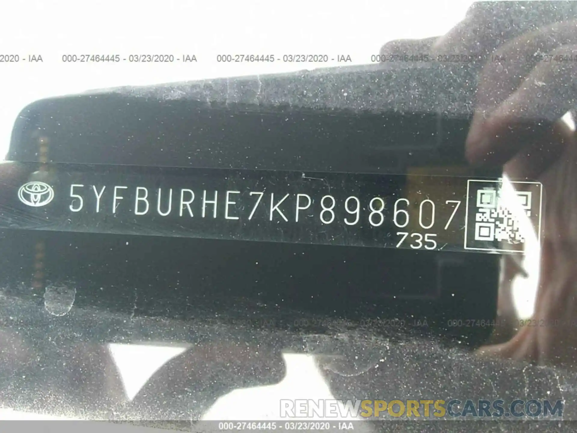 9 Photograph of a damaged car 5YFBURHE7KP898607 TOYOTA COROLLA 2019