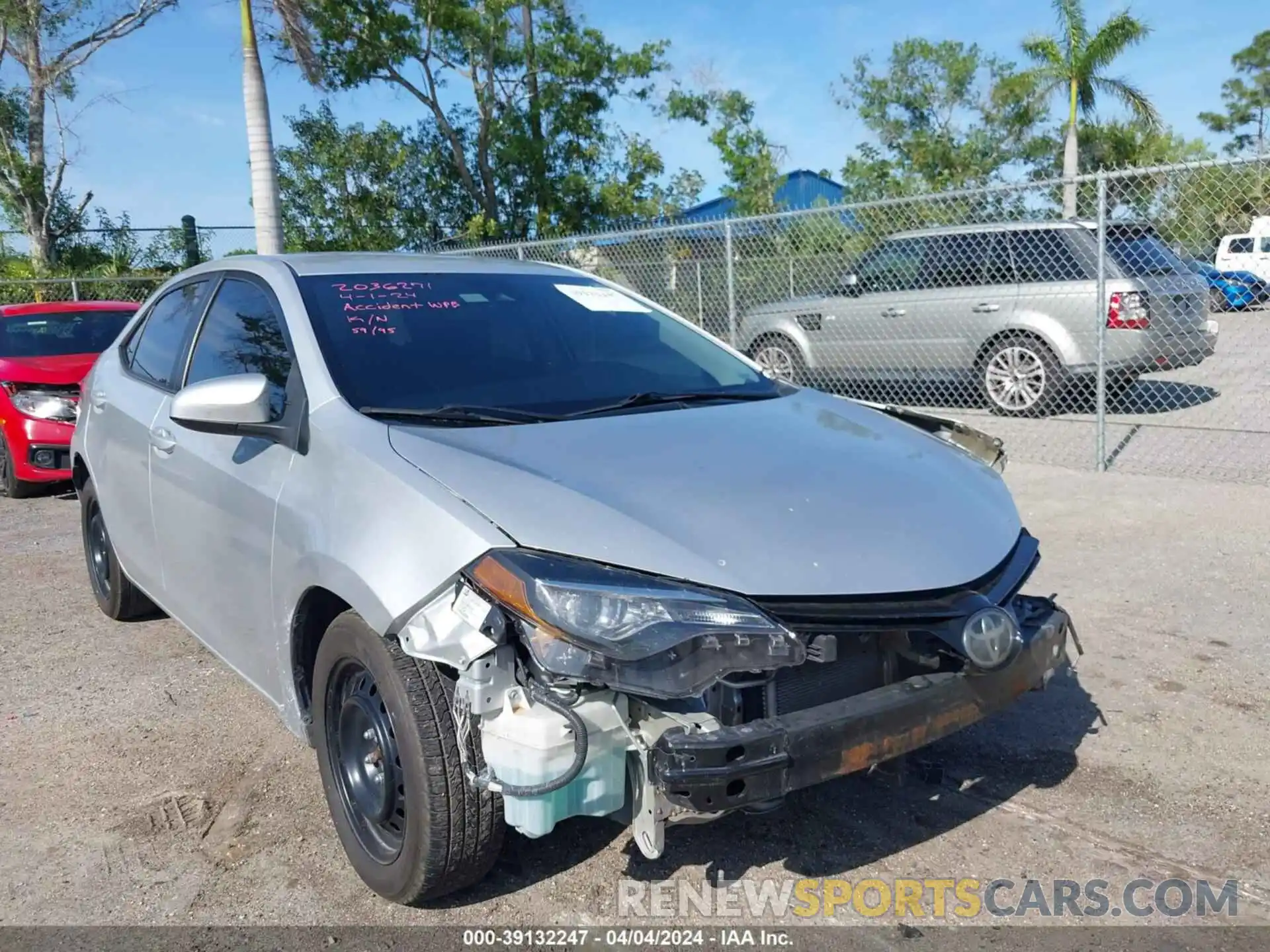 1 Photograph of a damaged car 5YFBURHE7KP948535 TOYOTA COROLLA 2019