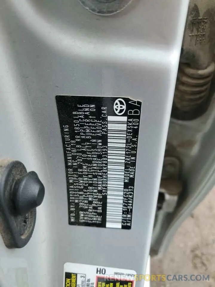 12 Photograph of a damaged car 5YFBURHE8KP883193 TOYOTA COROLLA 2019