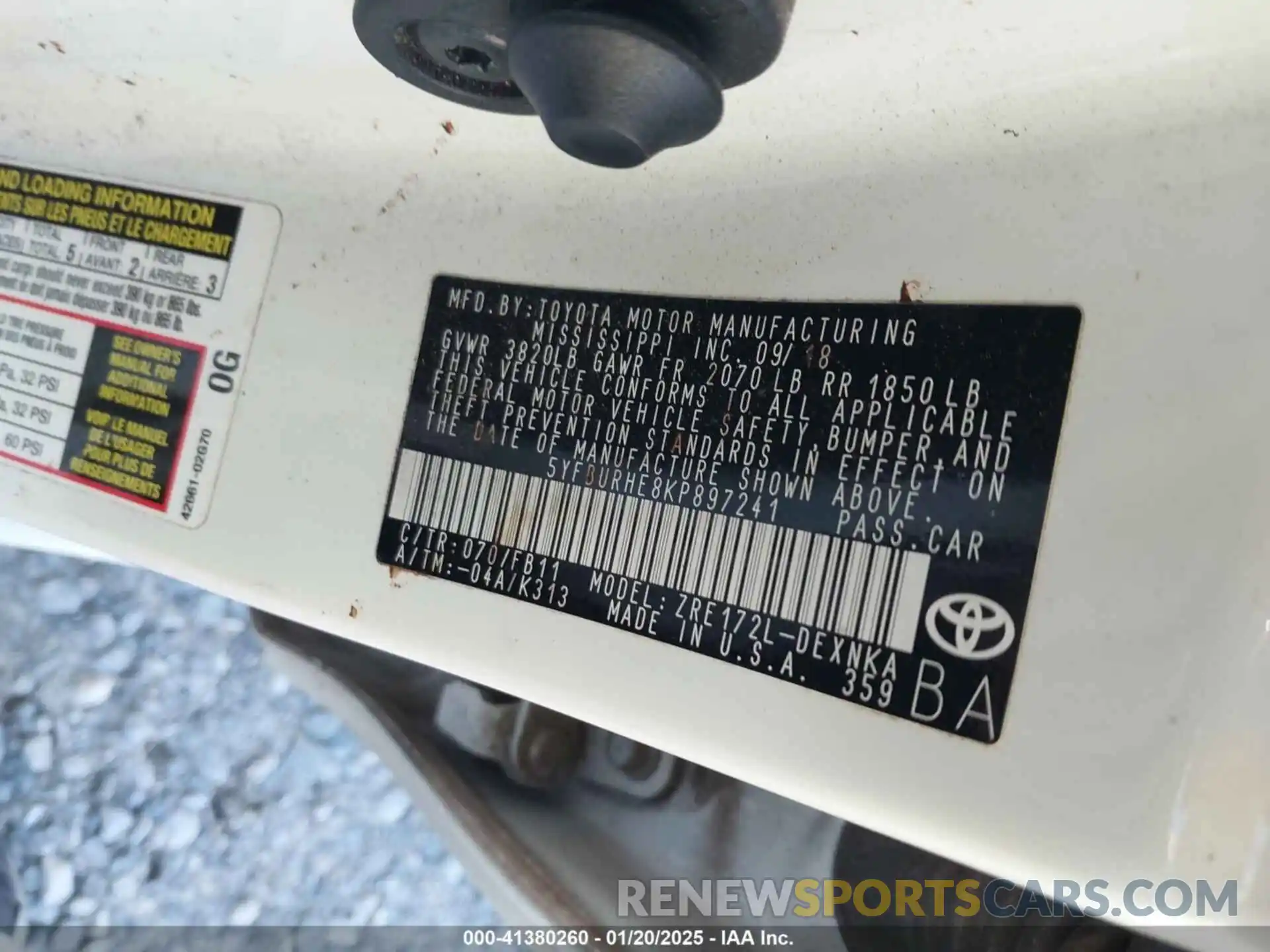 9 Photograph of a damaged car 5YFBURHE8KP897241 TOYOTA COROLLA 2019