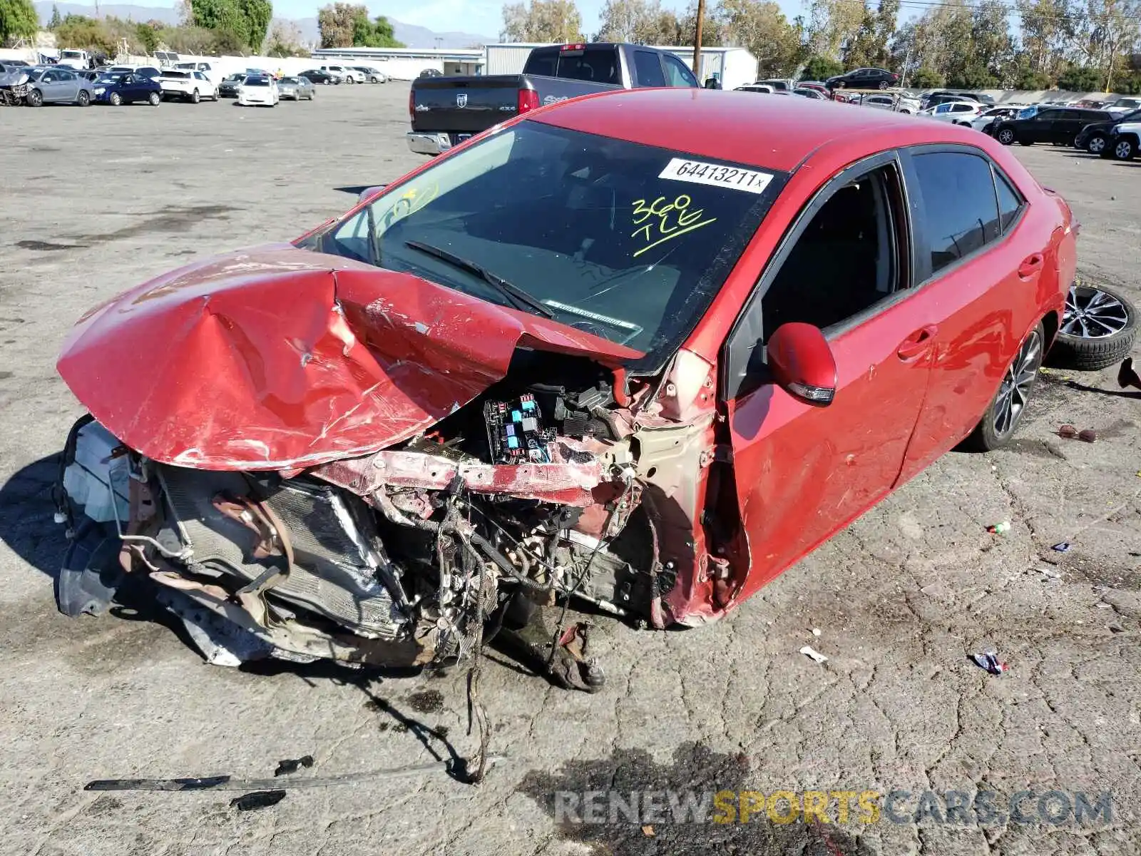 2 Photograph of a damaged car 5YFBURHE9KP893246 TOYOTA COROLLA 2019