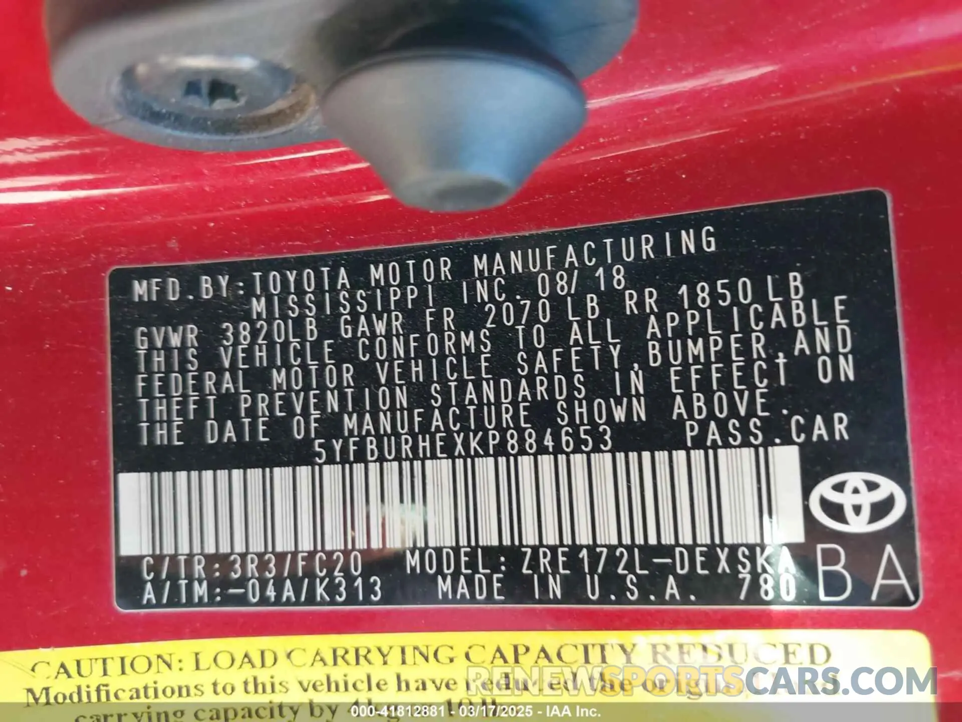 9 Photograph of a damaged car 5YFBURHEXKP884653 TOYOTA COROLLA 2019