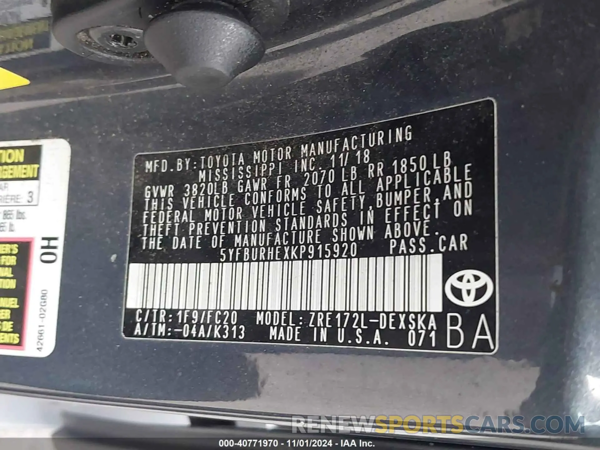 9 Photograph of a damaged car 5YFBURHEXKP915920 TOYOTA COROLLA 2019