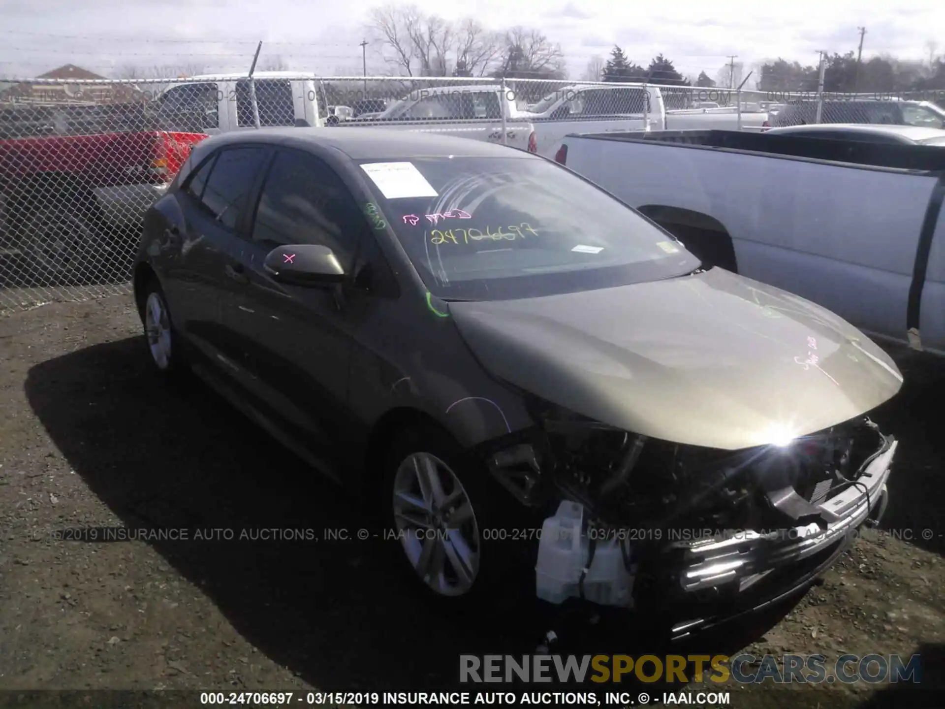 1 Photograph of a damaged car JTNK4RBE1K3016196 TOYOTA COROLLA 2019