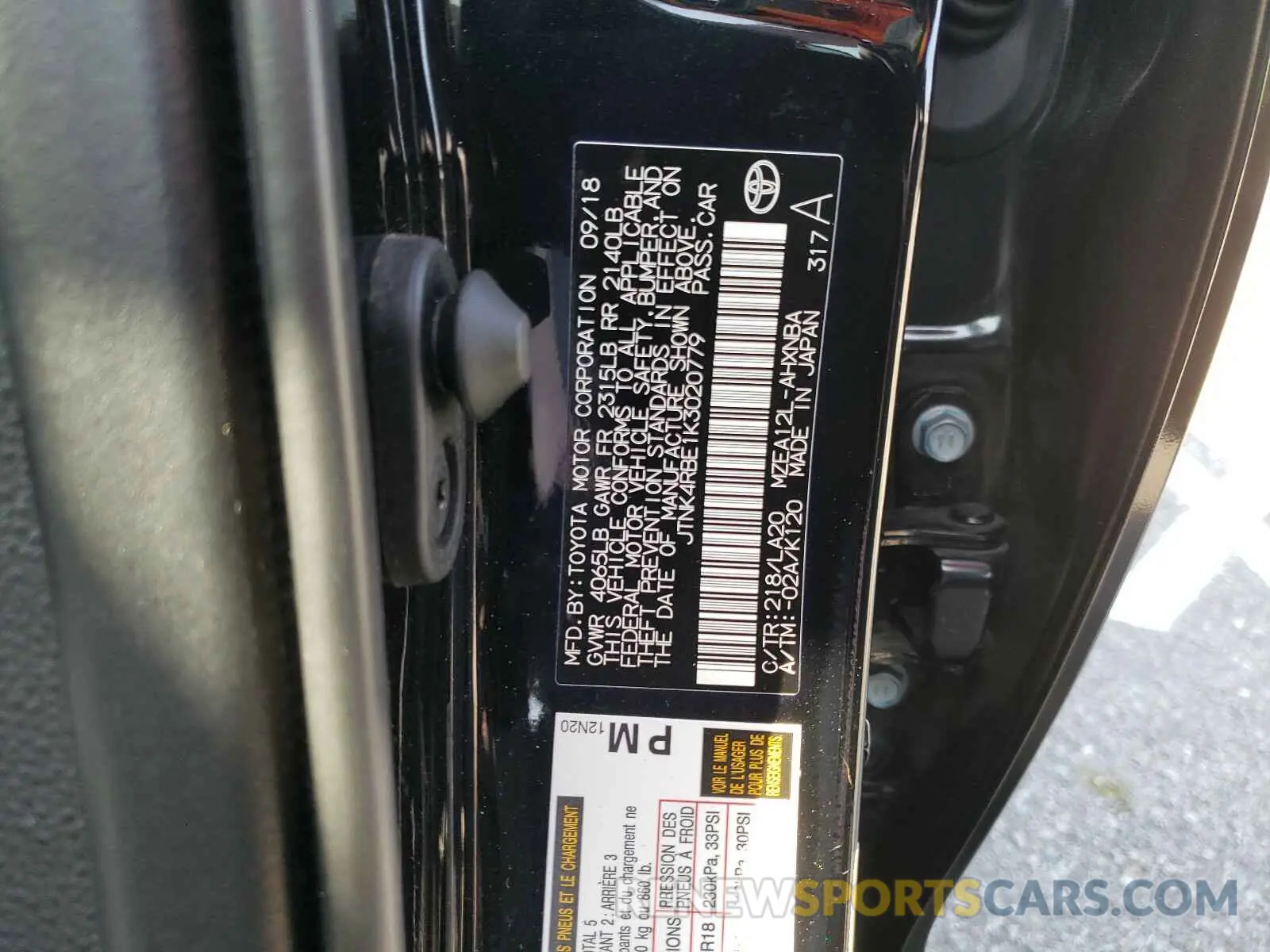 10 Photograph of a damaged car JTNK4RBE1K3020779 TOYOTA COROLLA 2019