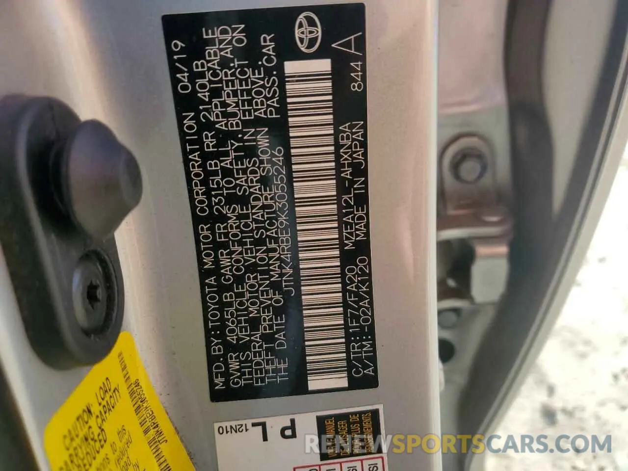 12 Photograph of a damaged car JTNK4RBE9K3055246 TOYOTA COROLLA 2019