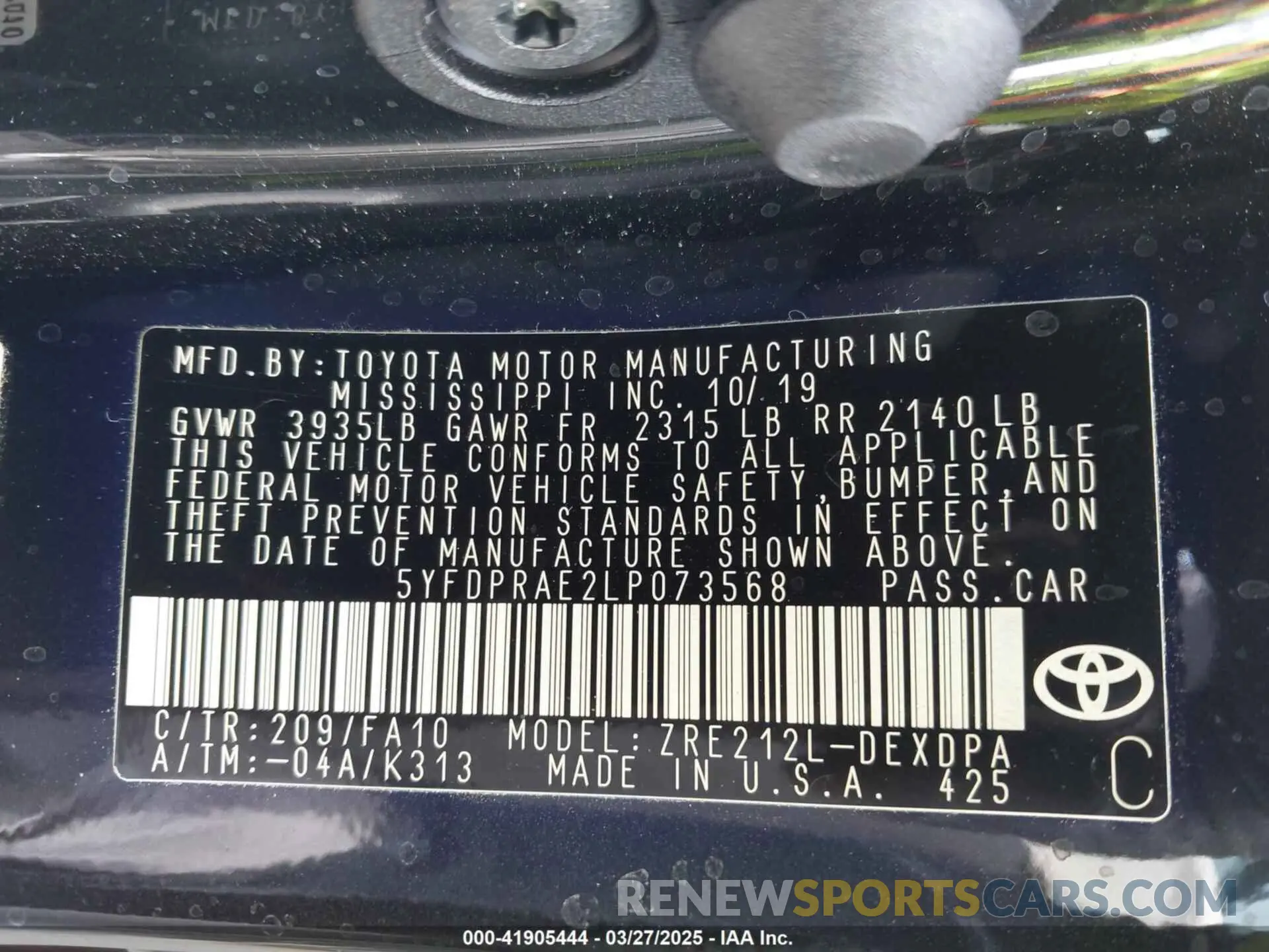 9 Photograph of a damaged car 5YFDPRAE2LP073568 TOYOTA COROLLA 2020