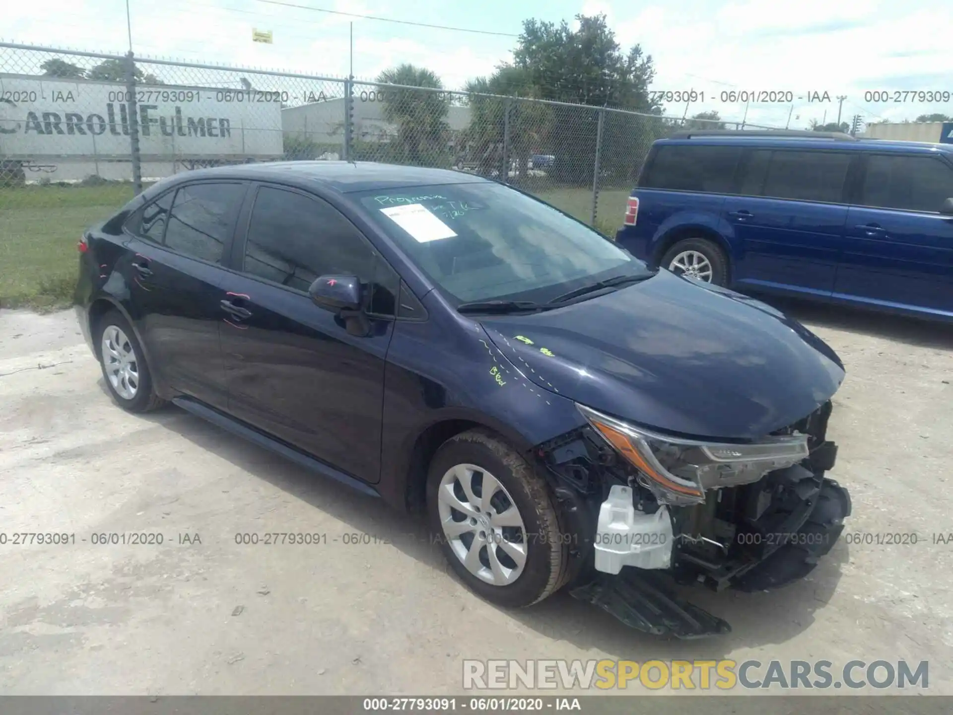 1 Photograph of a damaged car 5YFEPRAE0LP008593 TOYOTA COROLLA 2020