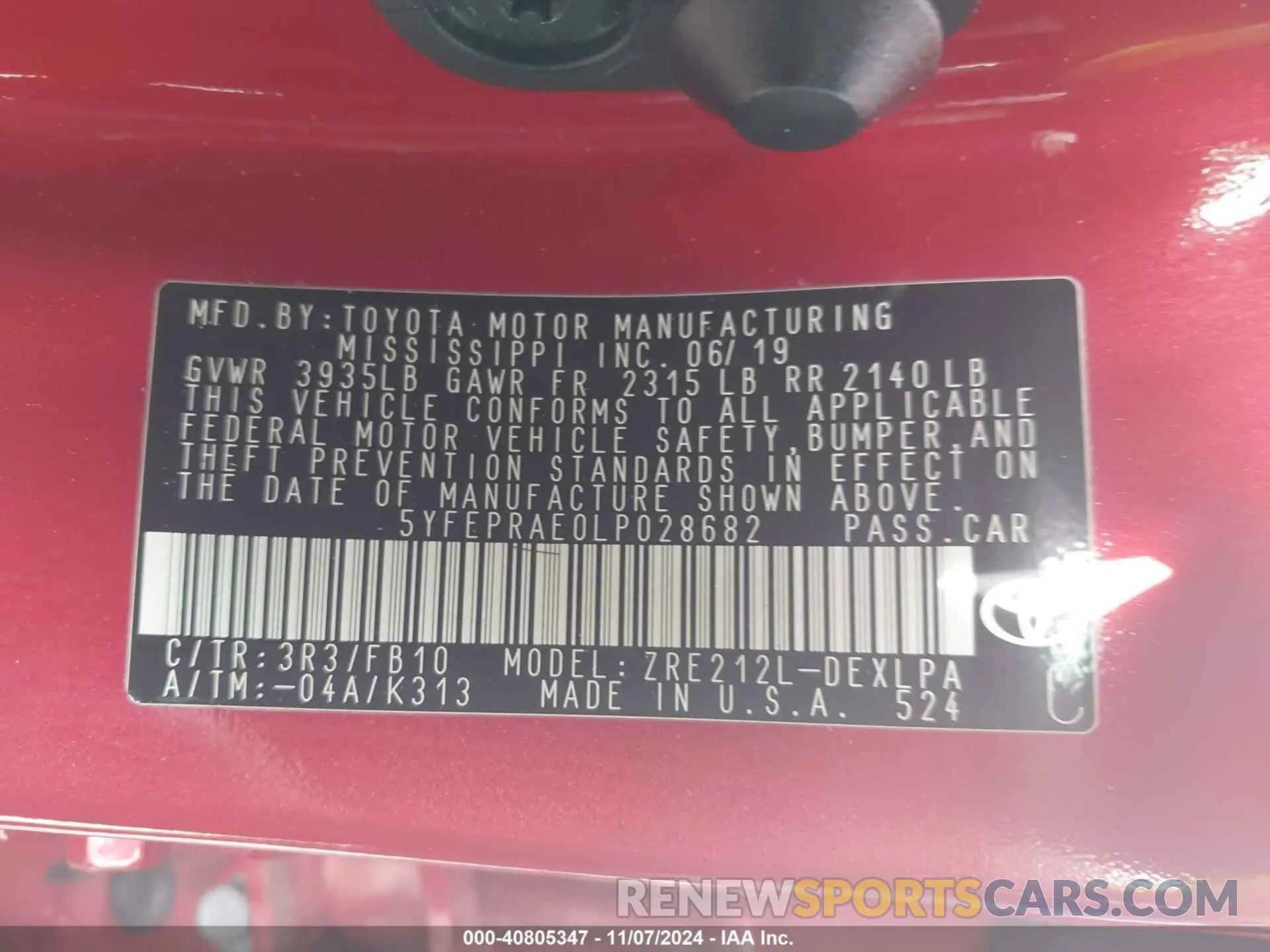 9 Photograph of a damaged car 5YFEPRAE0LP028682 TOYOTA COROLLA 2020