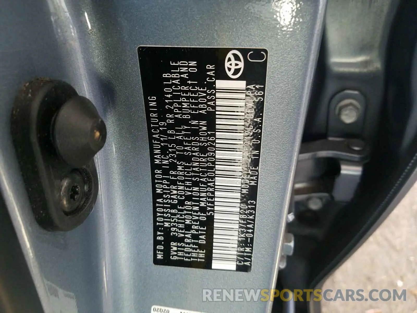10 Photograph of a damaged car 5YFEPRAE0LP090261 TOYOTA COROLLA 2020