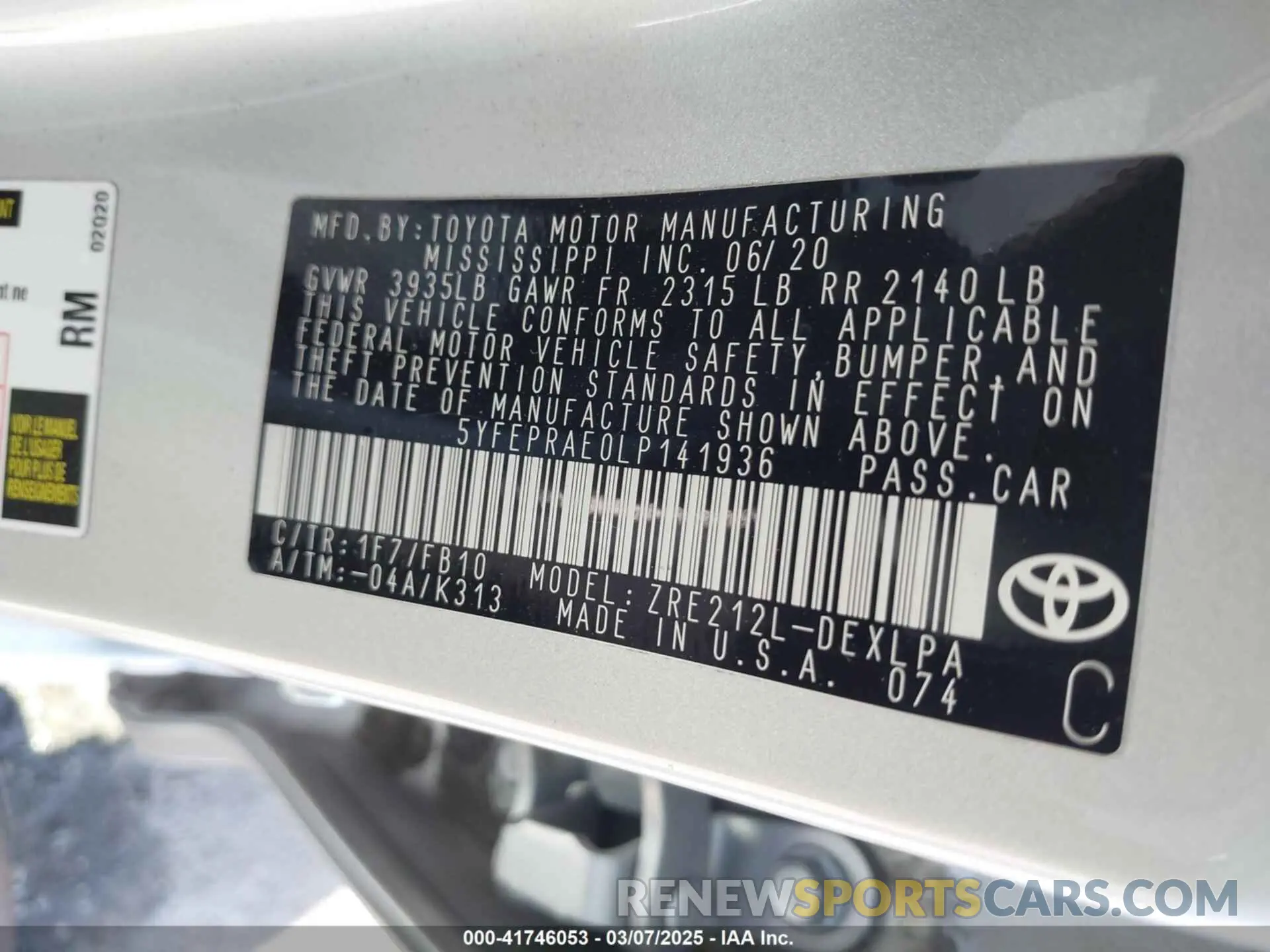 9 Photograph of a damaged car 5YFEPRAE0LP141936 TOYOTA COROLLA 2020
