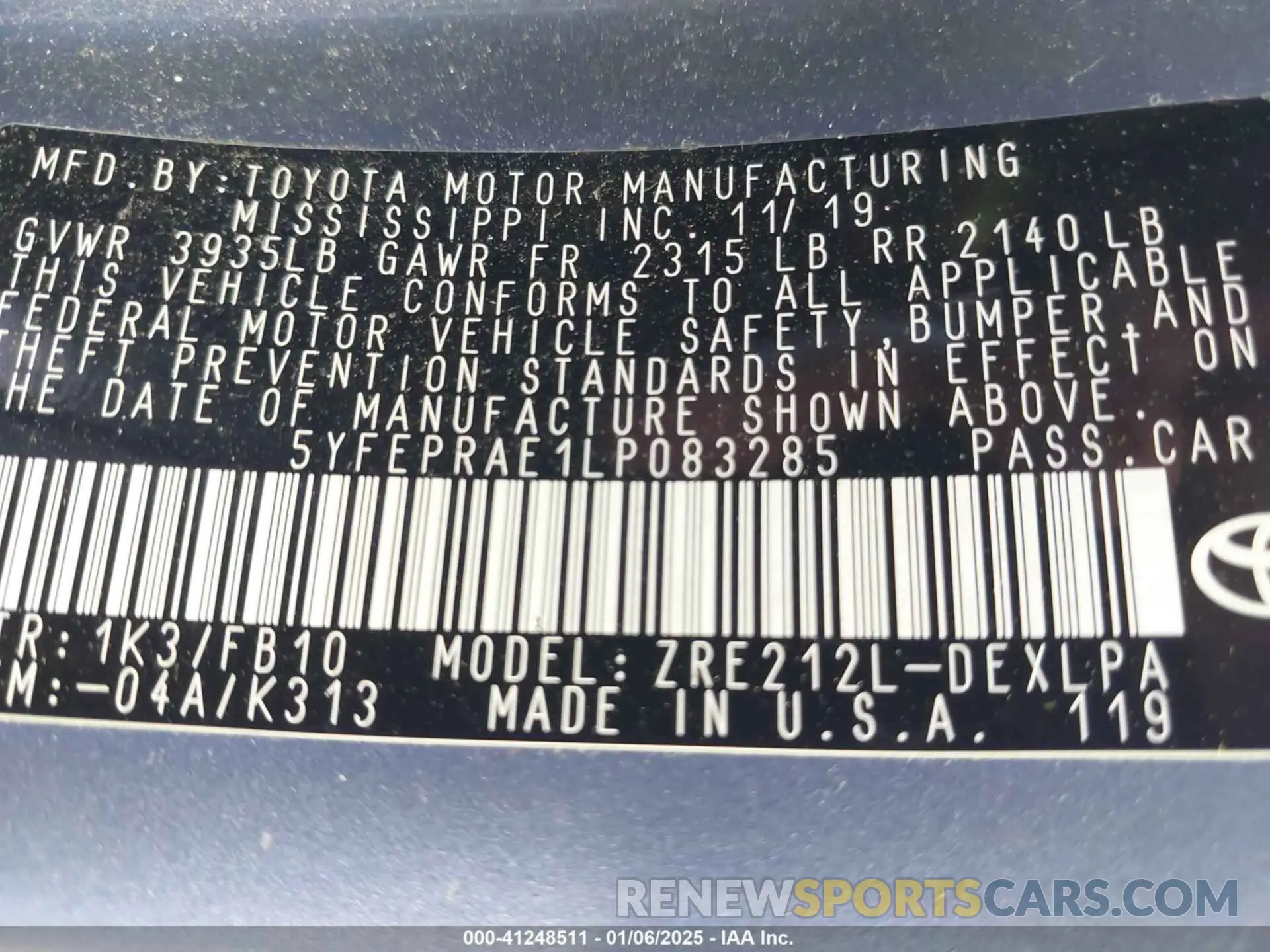 9 Photograph of a damaged car 5YFEPRAE1LP083285 TOYOTA COROLLA 2020