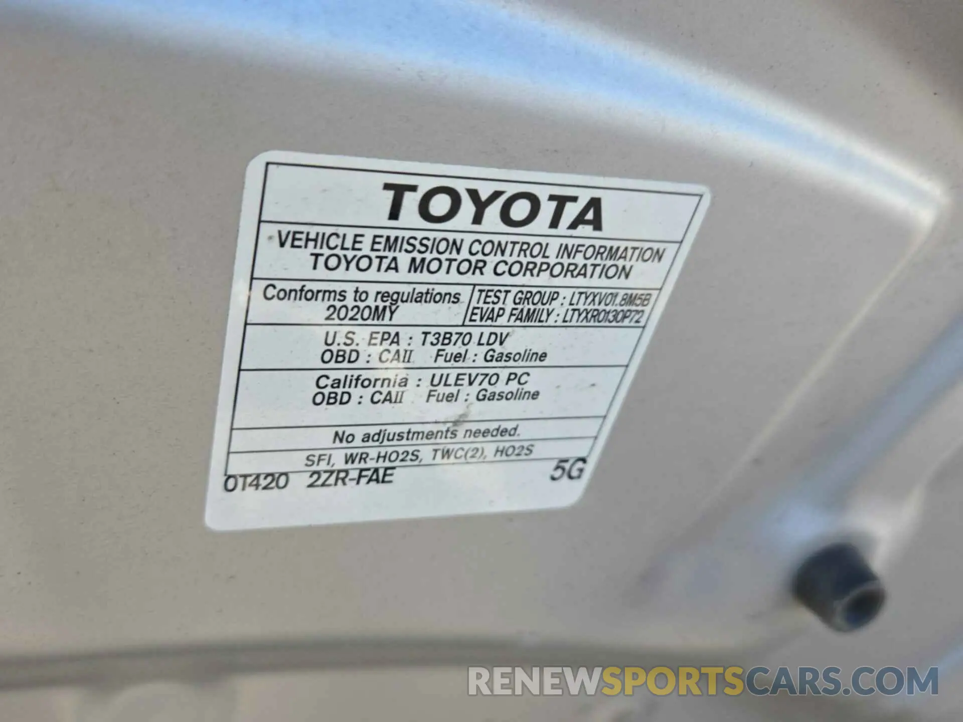 7 Photograph of a damaged car 5YFEPRAE2LP082050 TOYOTA COROLLA 2020