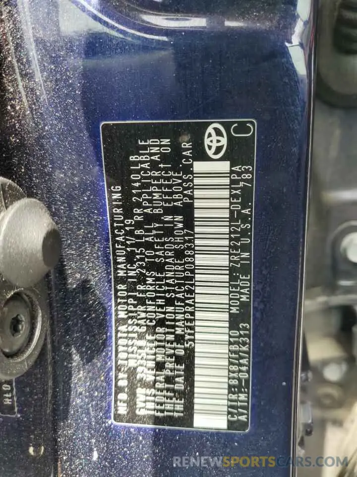 12 Photograph of a damaged car 5YFEPRAE2LP088317 TOYOTA COROLLA 2020