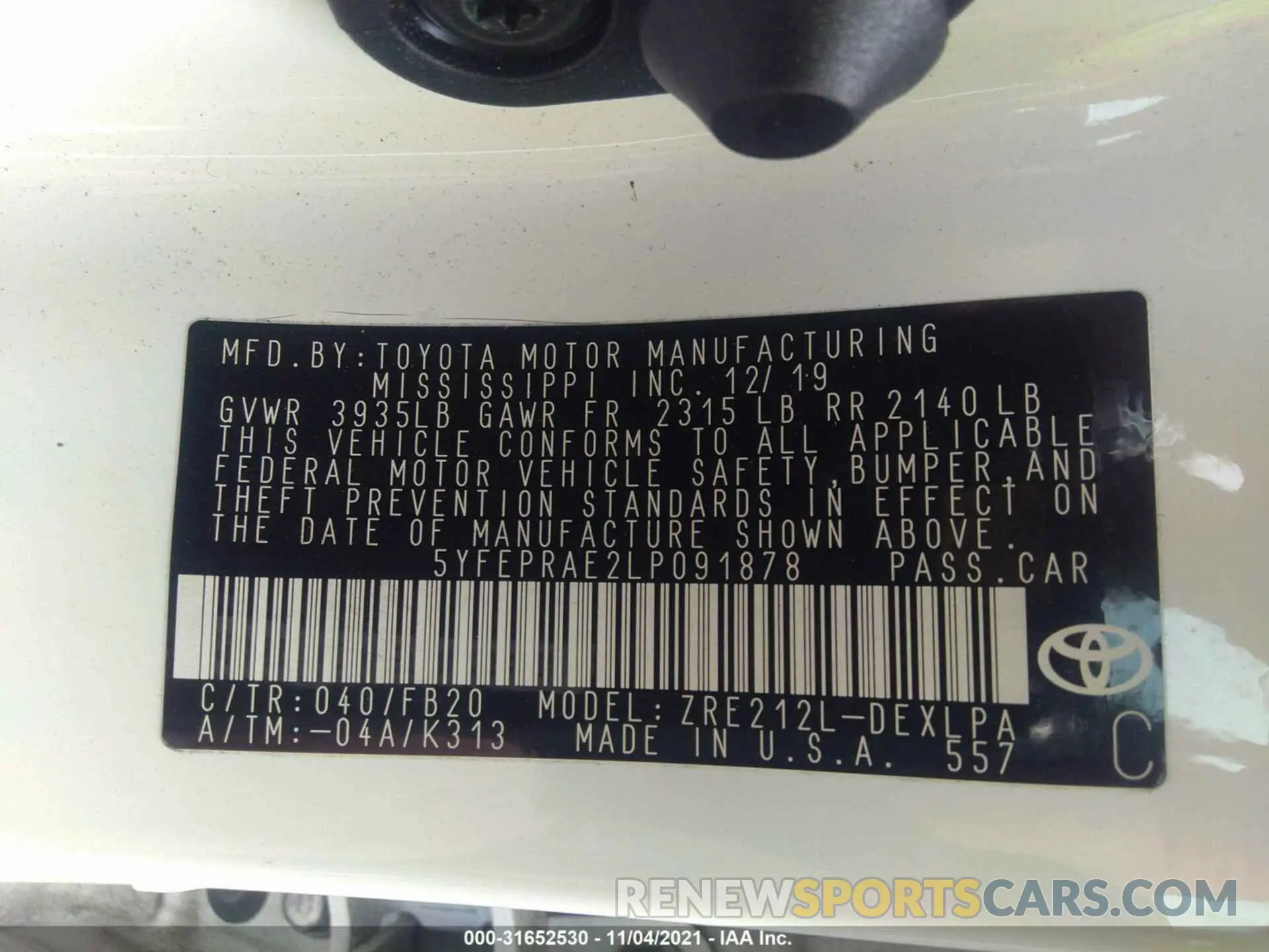 9 Photograph of a damaged car 5YFEPRAE2LP091878 TOYOTA COROLLA 2020