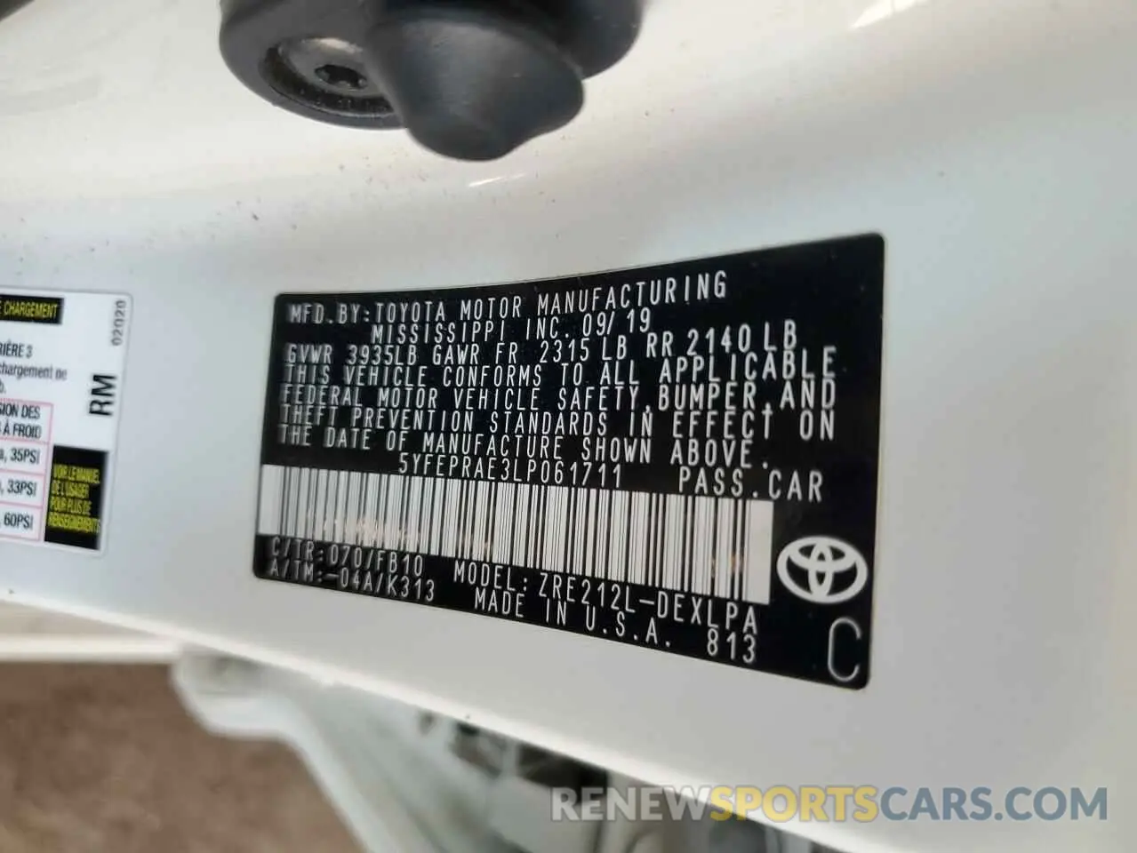 14 Photograph of a damaged car 5YFEPRAE3LP061711 TOYOTA COROLLA 2020