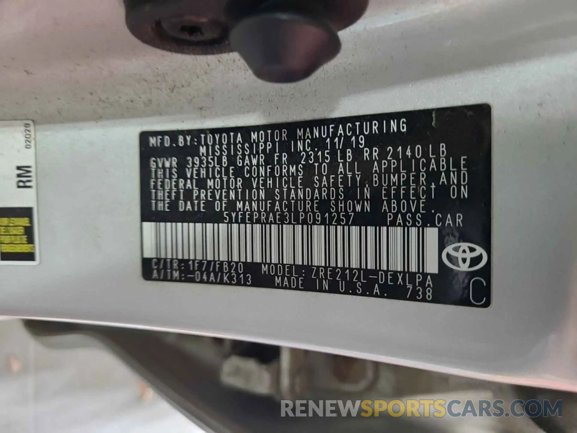 6 Photograph of a damaged car 5YFEPRAE3LP091257 TOYOTA COROLLA 2020