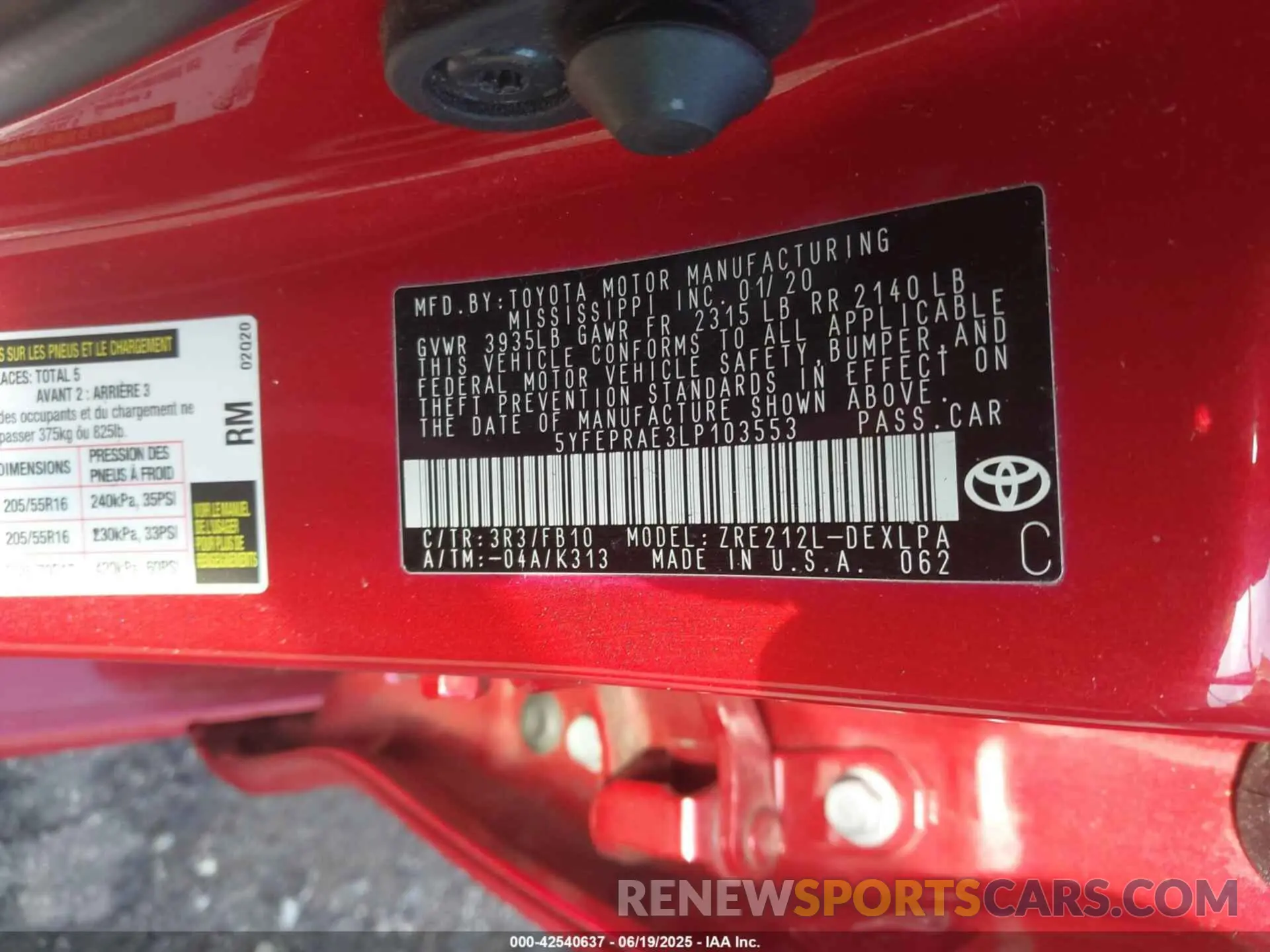9 Photograph of a damaged car 5YFEPRAE3LP103553 TOYOTA COROLLA 2020
