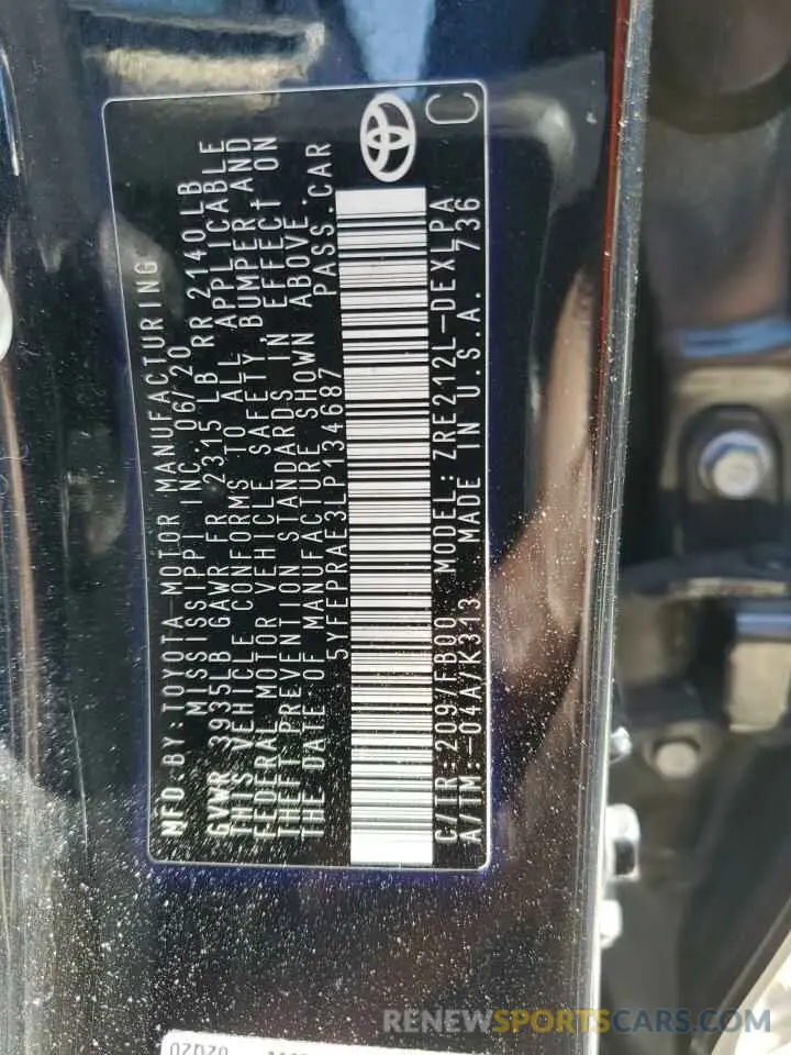 15 Photograph of a damaged car 5YFEPRAE3LP134687 TOYOTA COROLLA 2020