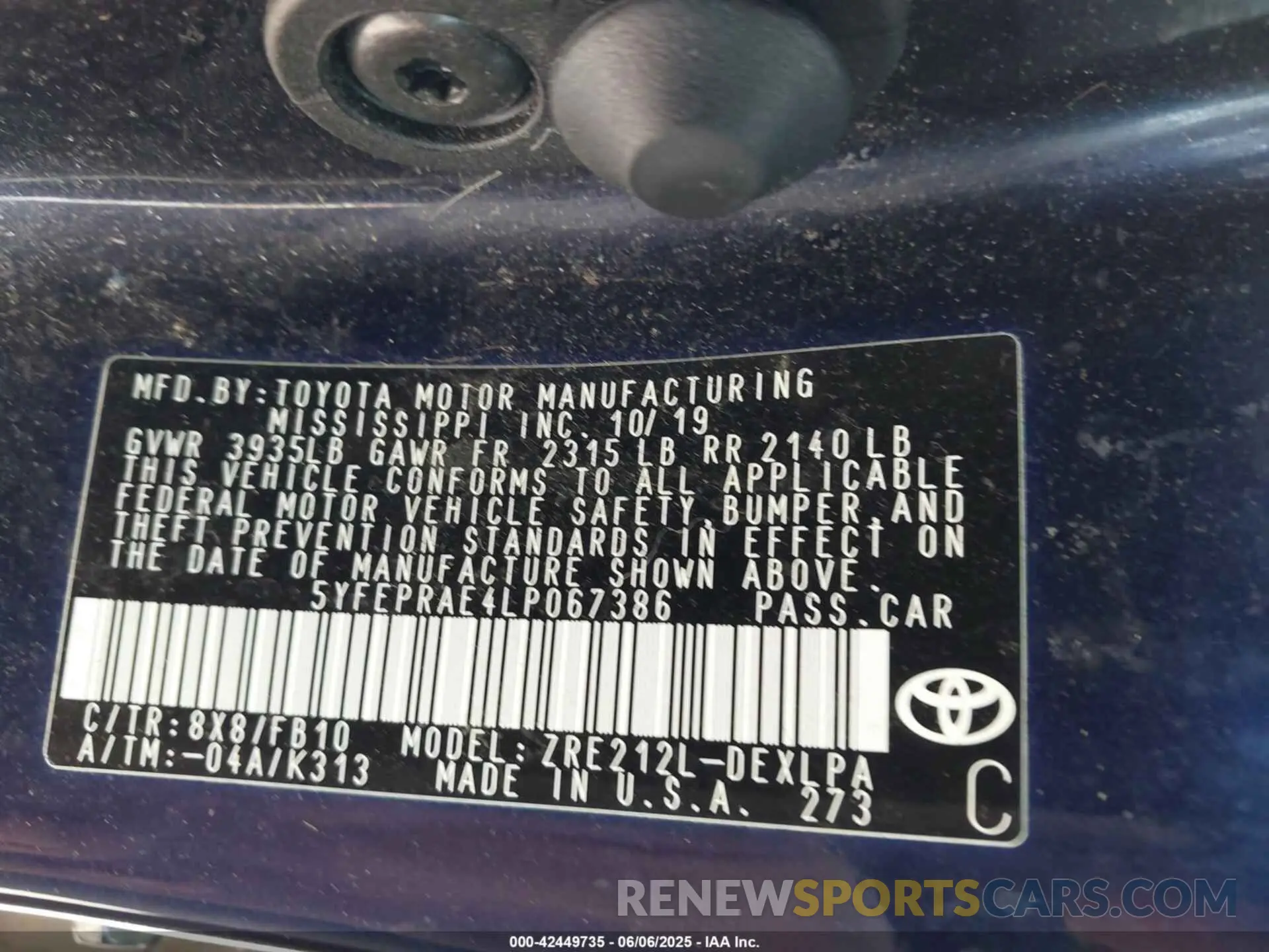 9 Photograph of a damaged car 5YFEPRAE4LP067386 TOYOTA COROLLA 2020