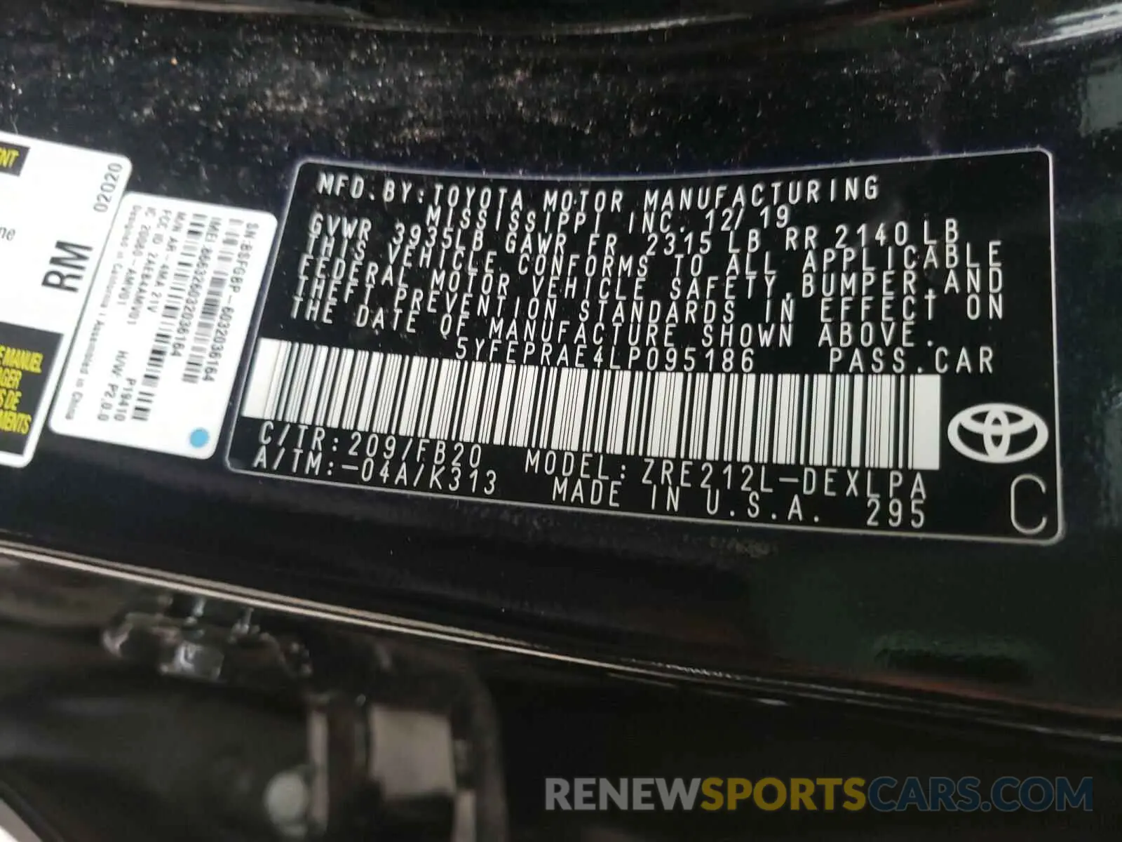 10 Photograph of a damaged car 5YFEPRAE4LP095186 TOYOTA COROLLA 2020