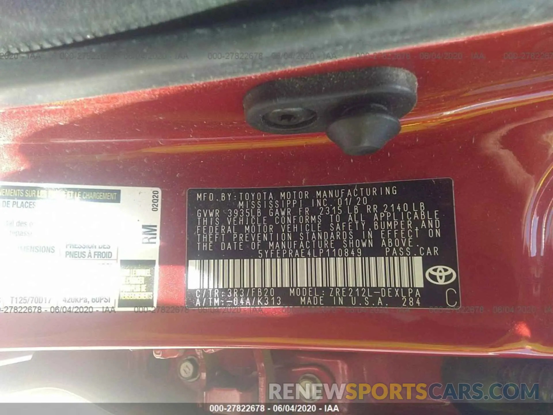 9 Photograph of a damaged car 5YFEPRAE4LP110849 TOYOTA COROLLA 2020