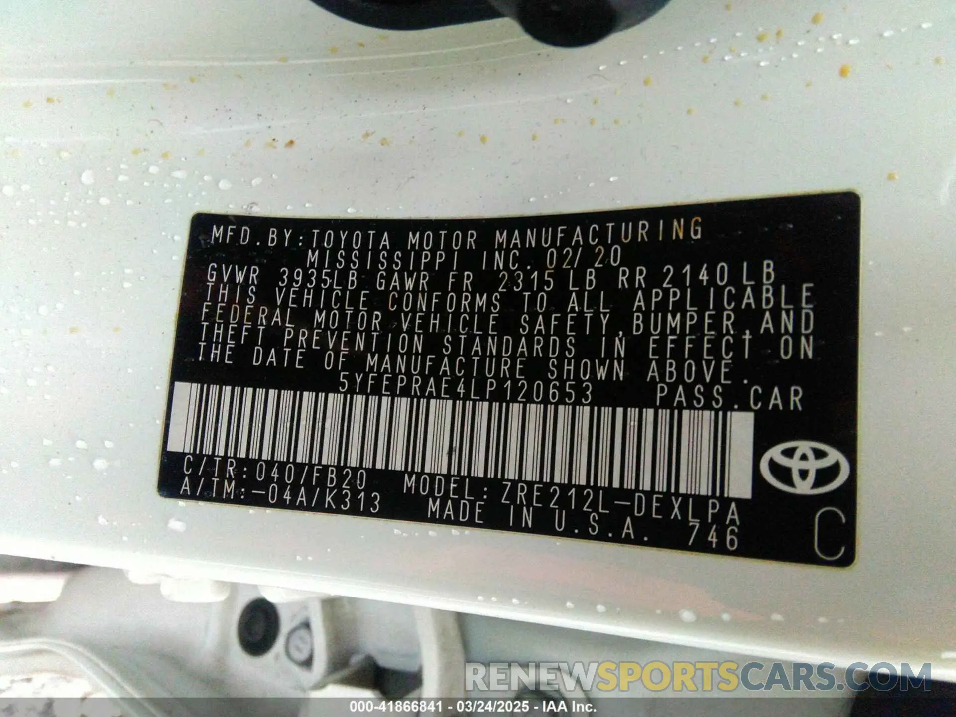 9 Photograph of a damaged car 5YFEPRAE4LP120653 TOYOTA COROLLA 2020