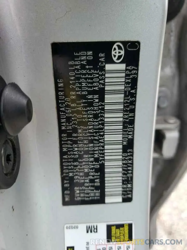 12 Photograph of a damaged car 5YFEPRAE4LP133712 TOYOTA COROLLA 2020