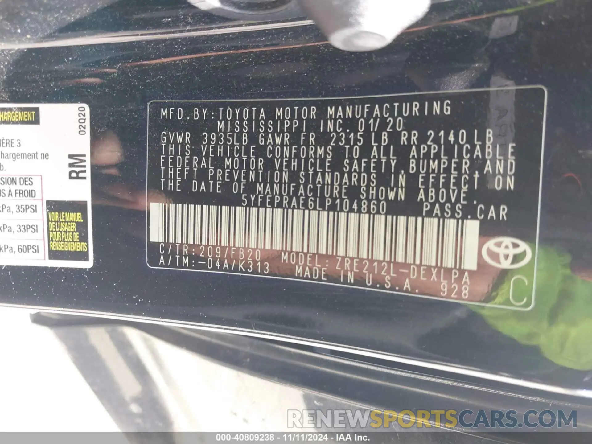 9 Photograph of a damaged car 5YFEPRAE6LP104860 TOYOTA COROLLA 2020